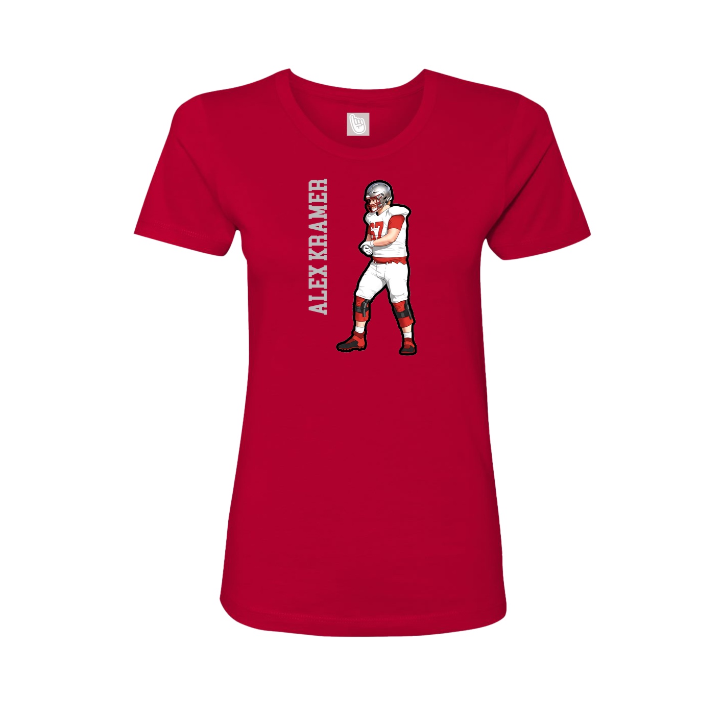 Fitted Women's Tee — Name Vertical in Red