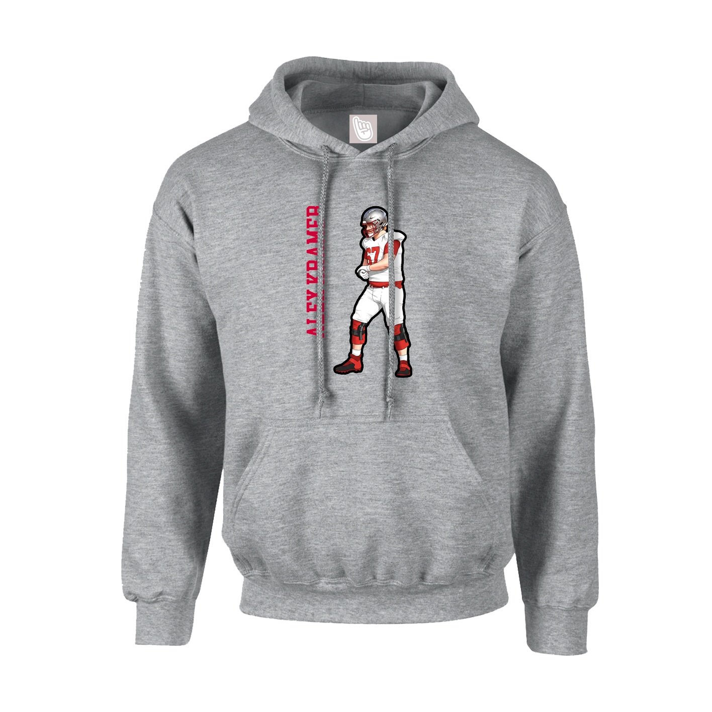 Hoodie — Name Vertical in Grey
