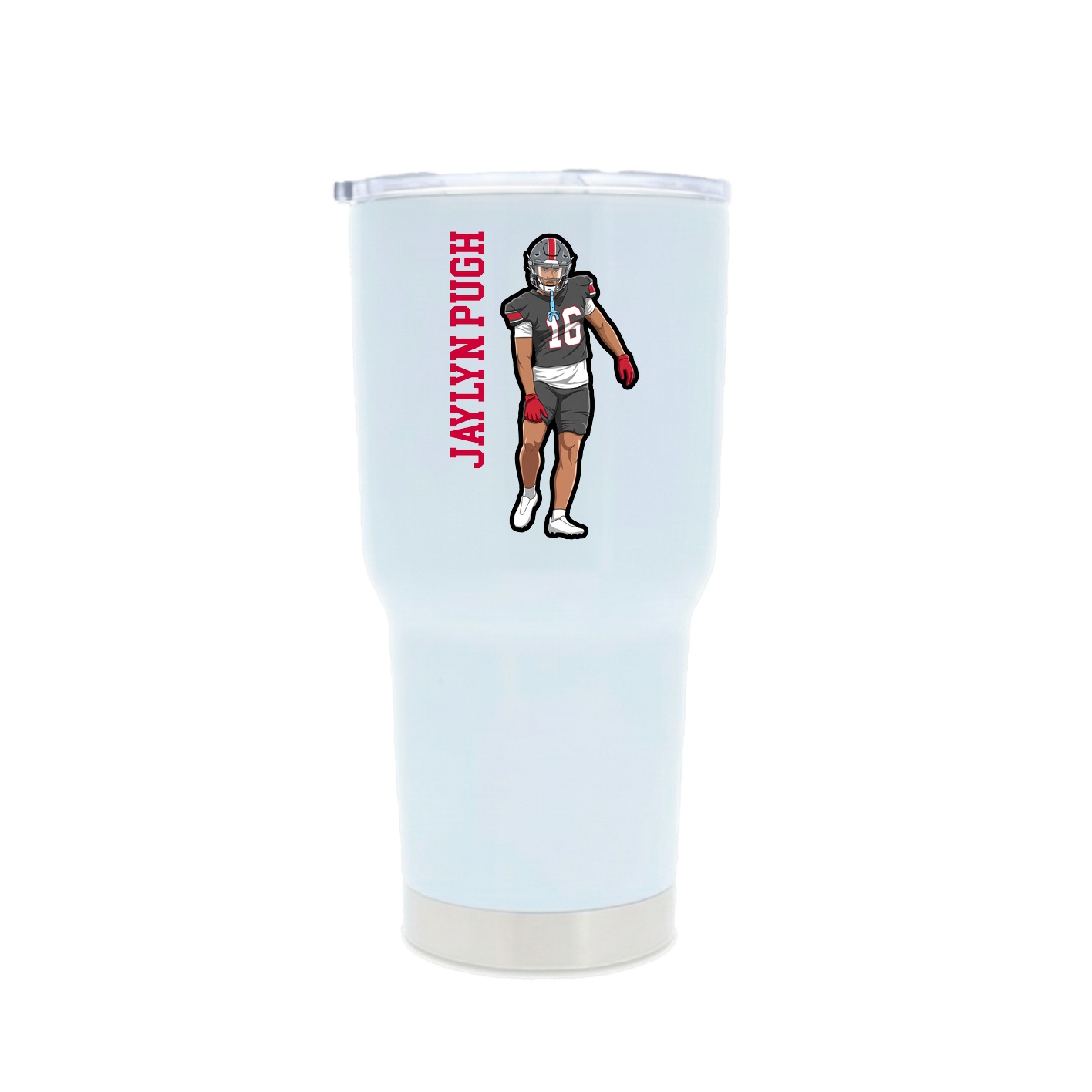 30oz Stainless Steel Tumbler — Name Vertical in White