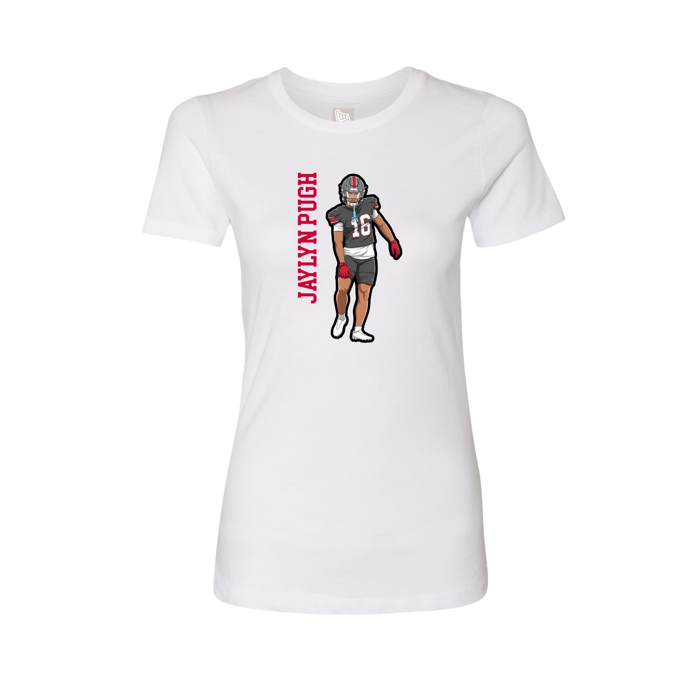 Fitted Women's Tee — Name Vertical in White