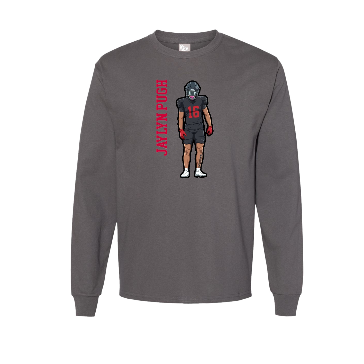 Long Sleeve Tee — Name Vertical in Grey