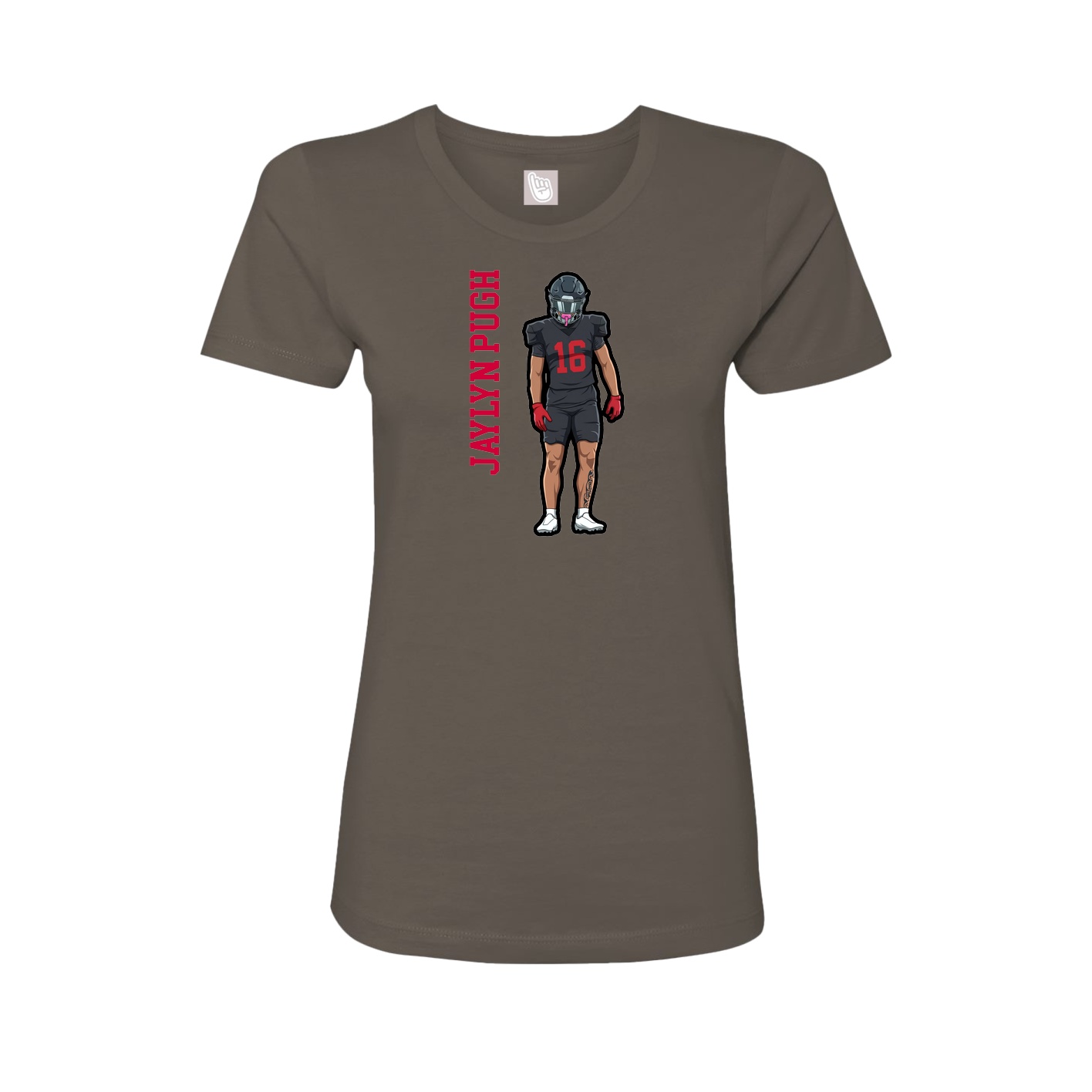 Fitted Women's Tee — Name Vertical in Grey