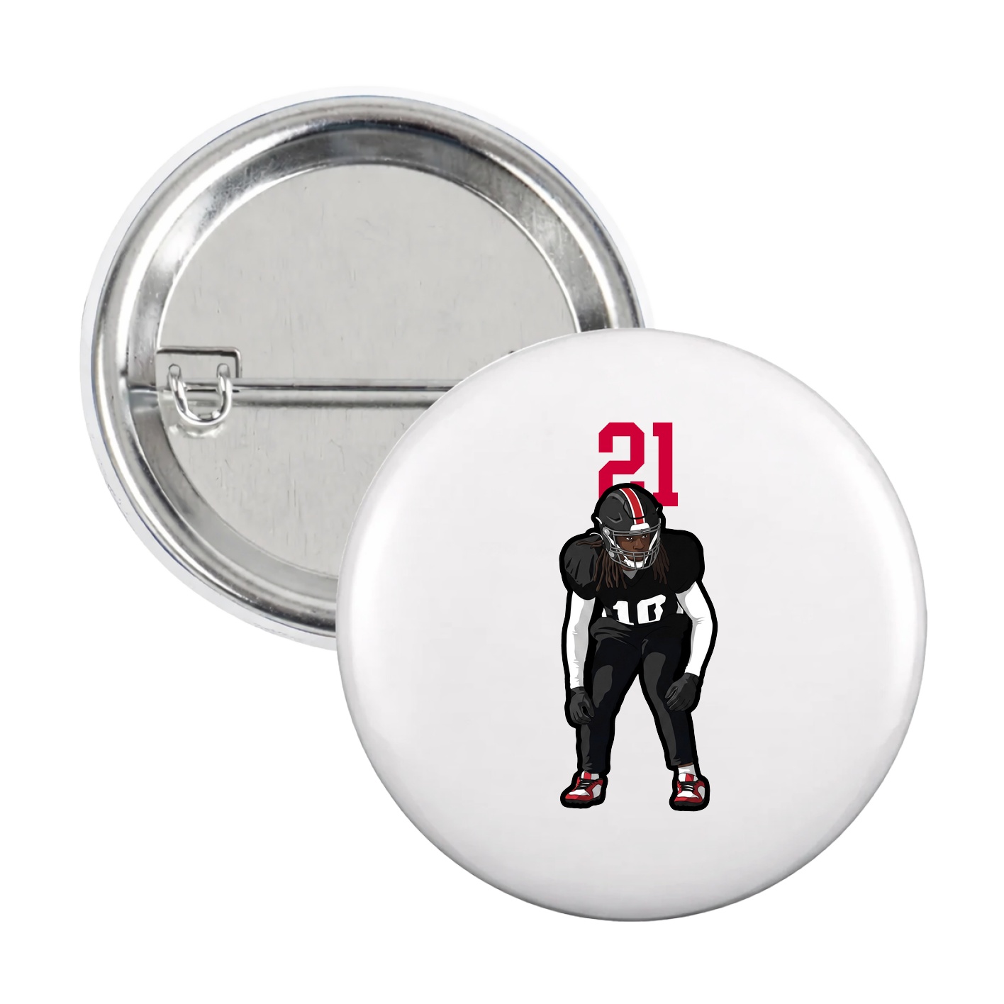 Game Day Button — Number Top in White