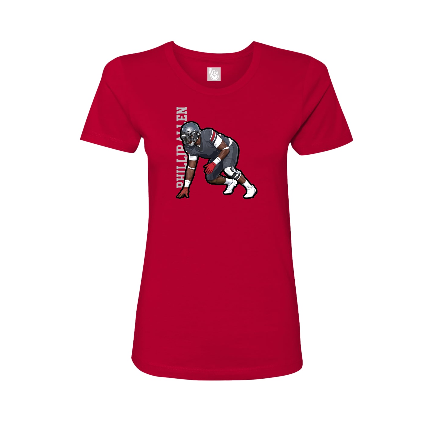 Fitted Women's Tee — Name Vertical in Red