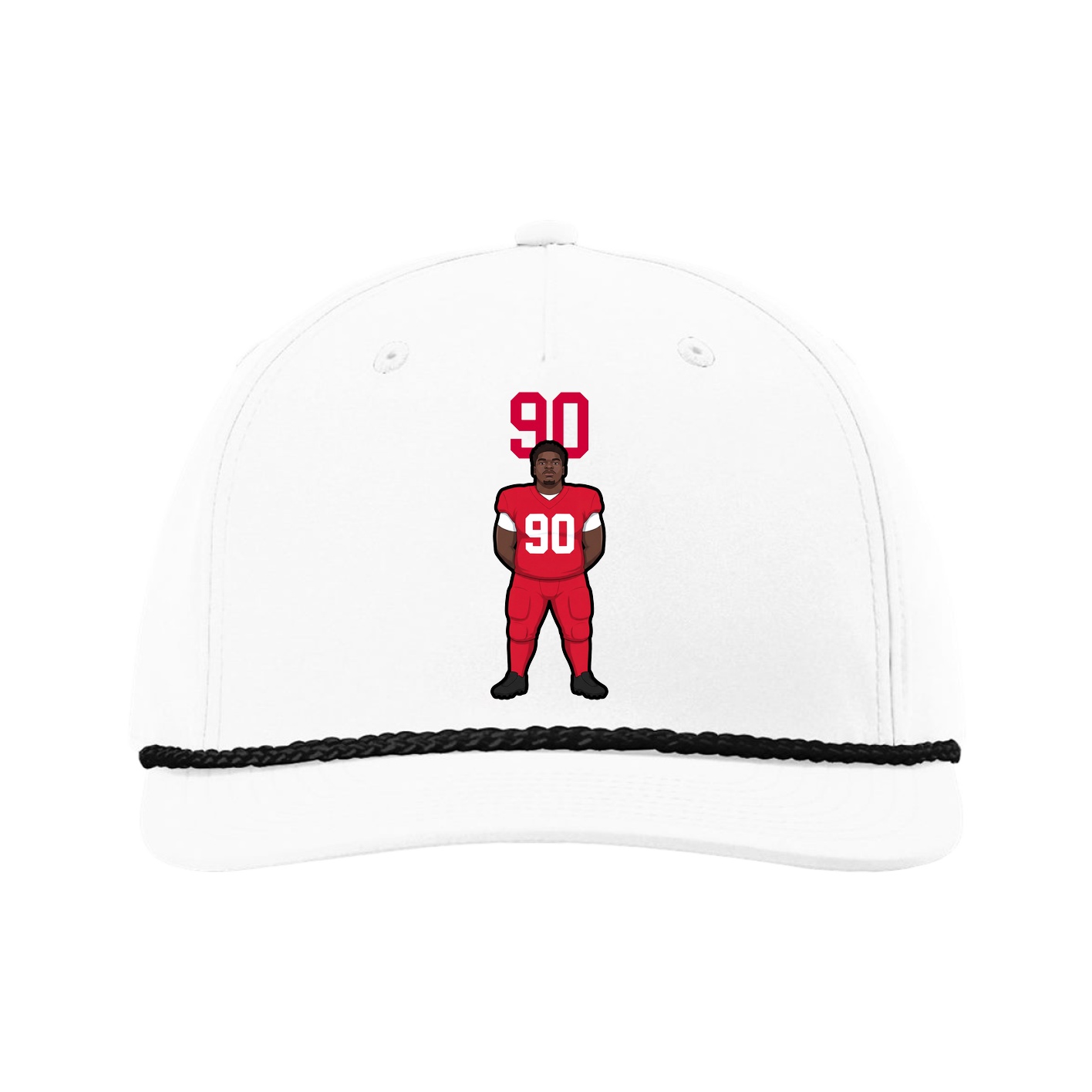 Five-Panel Classic Rope Cap — Number Top in White