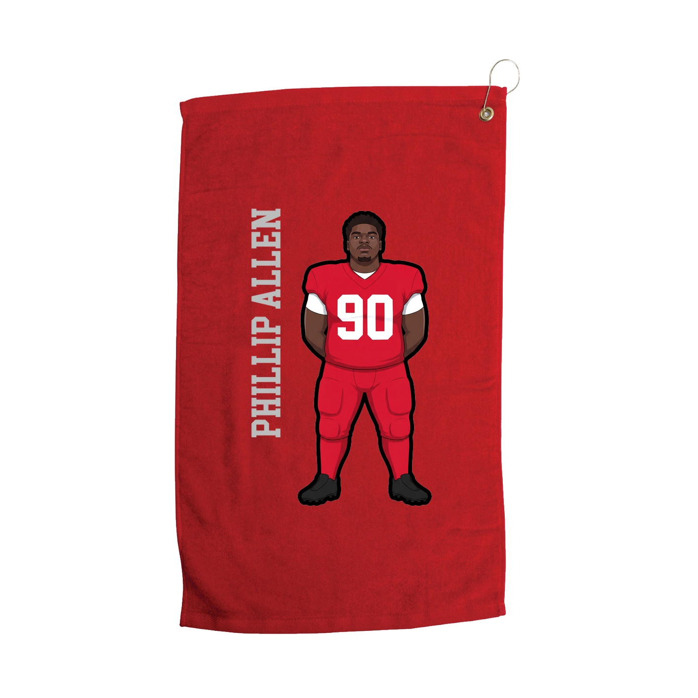 Golf Towel — Name Vertical in Red