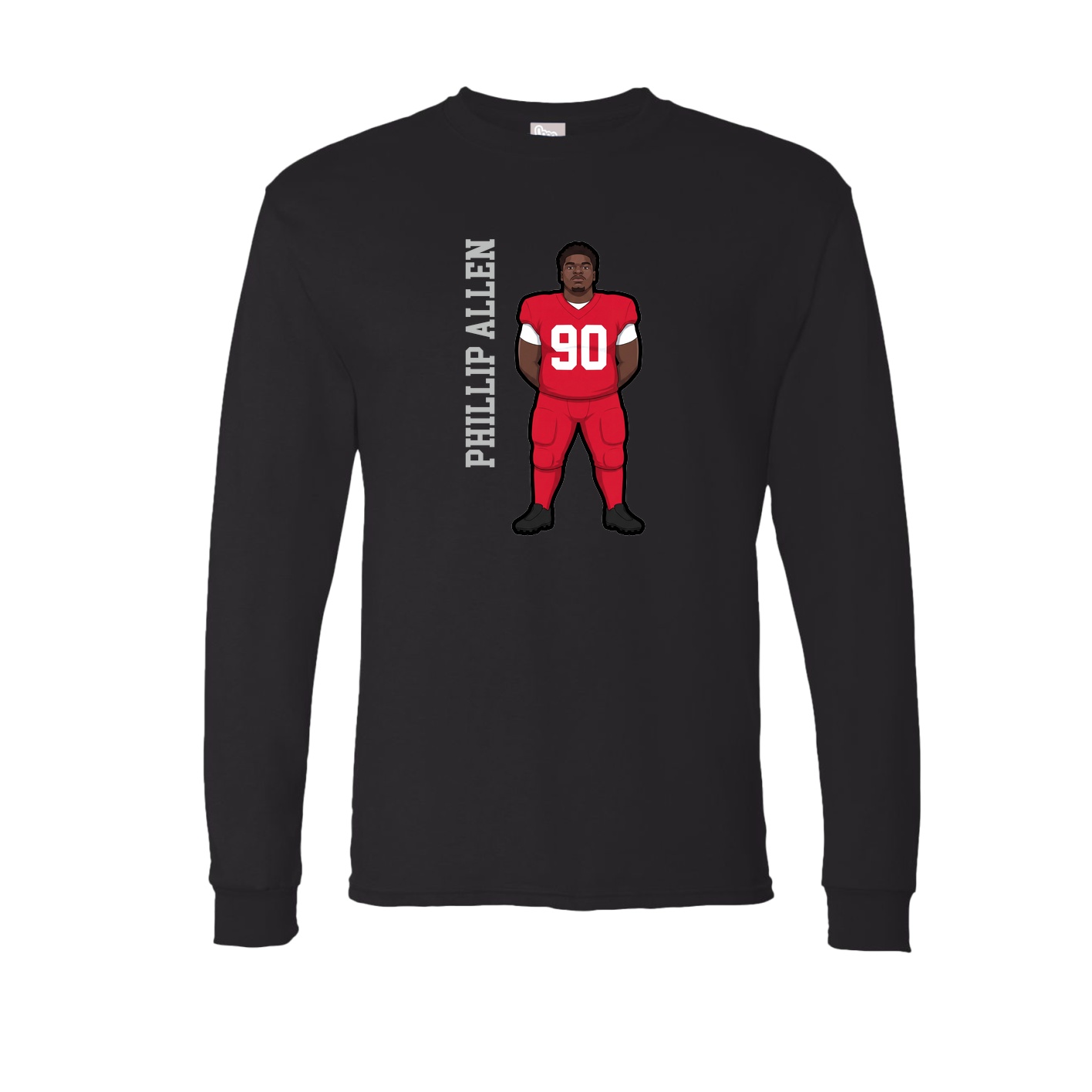 Long Sleeve Tee — Name Vertical in Black