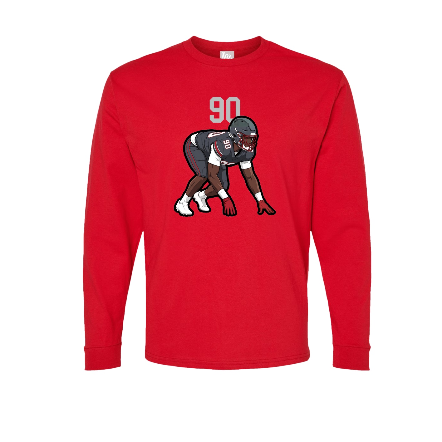 Long Sleeve Tee — Number Top in Red