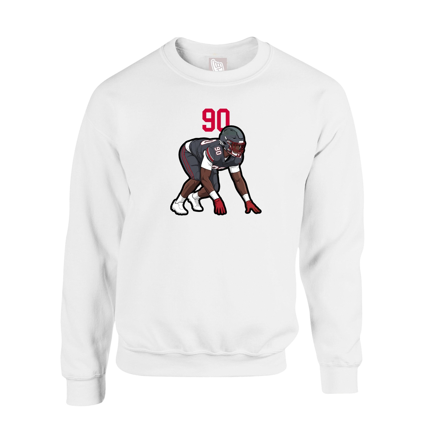 Fleece Crew — Number Top in White