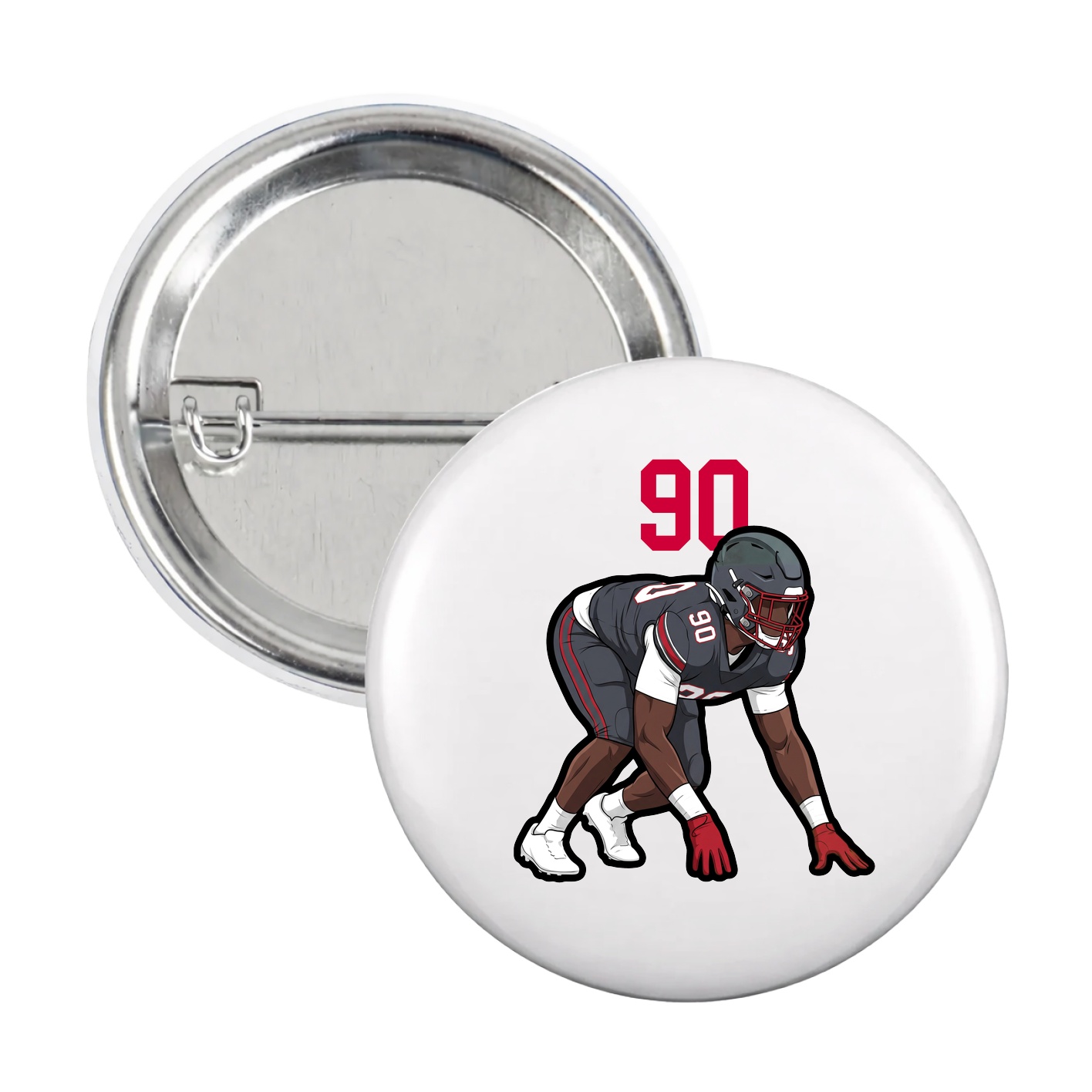 Game Day Button — Number Top in White