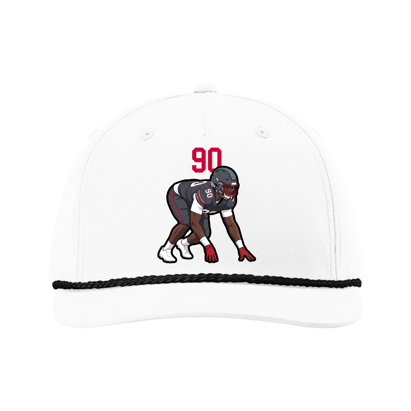 Five-Panel Classic Rope Cap — Number Top in White