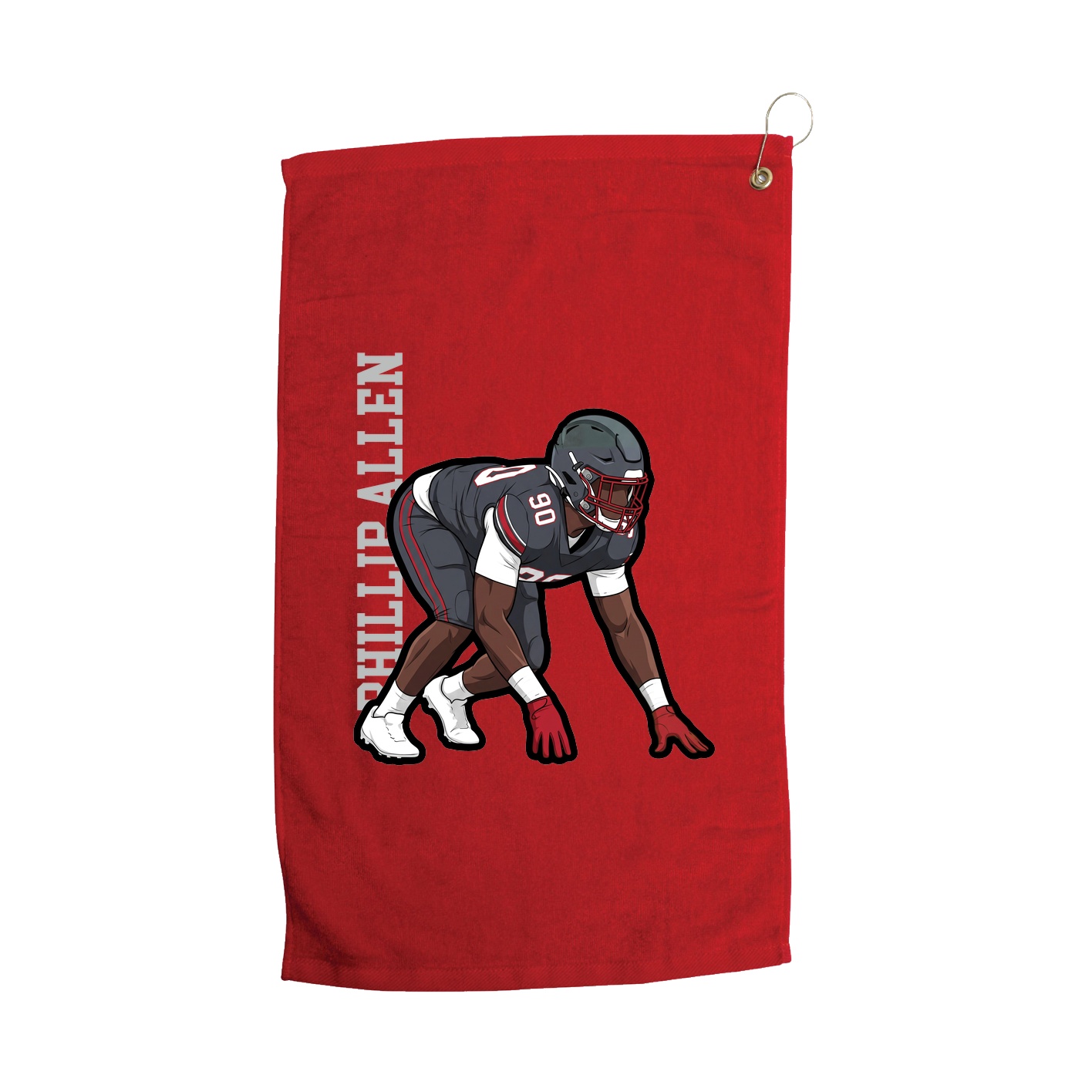 Golf Towel — Name Vertical in Red