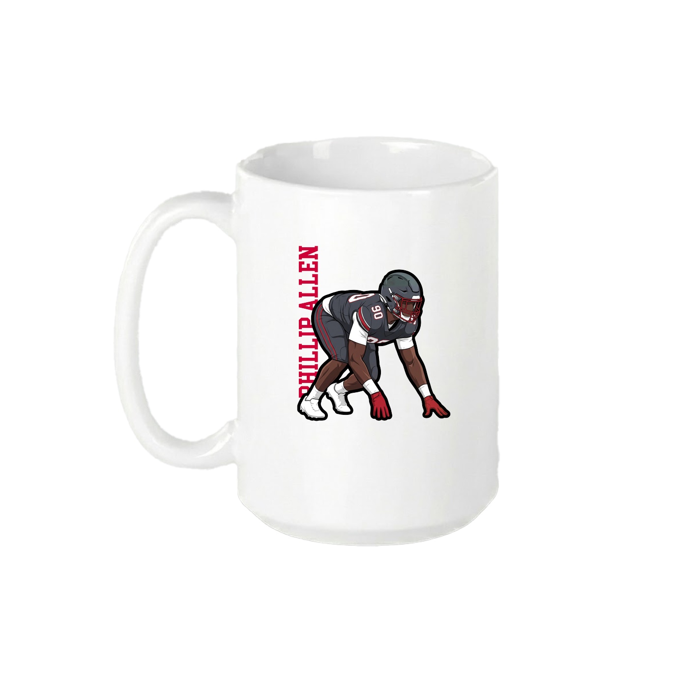 15oz Coffee Mug — Name Vertical in White