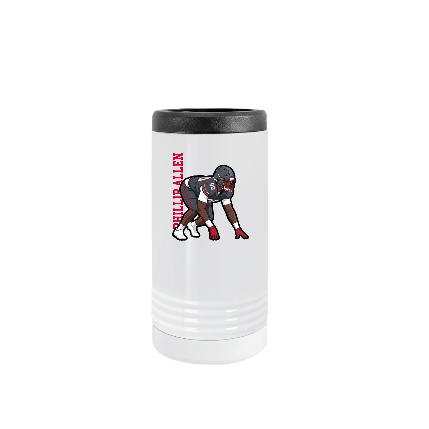 Slim Beverage Holder — Name Vertical in White