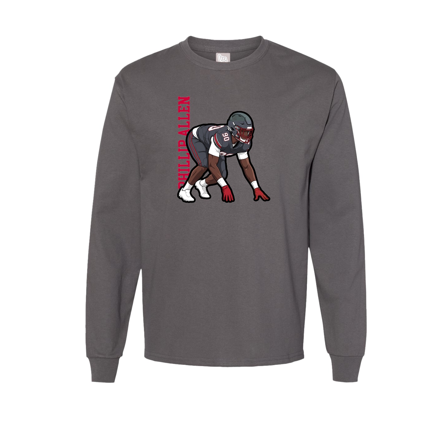 Long Sleeve Tee — Name Vertical in Grey