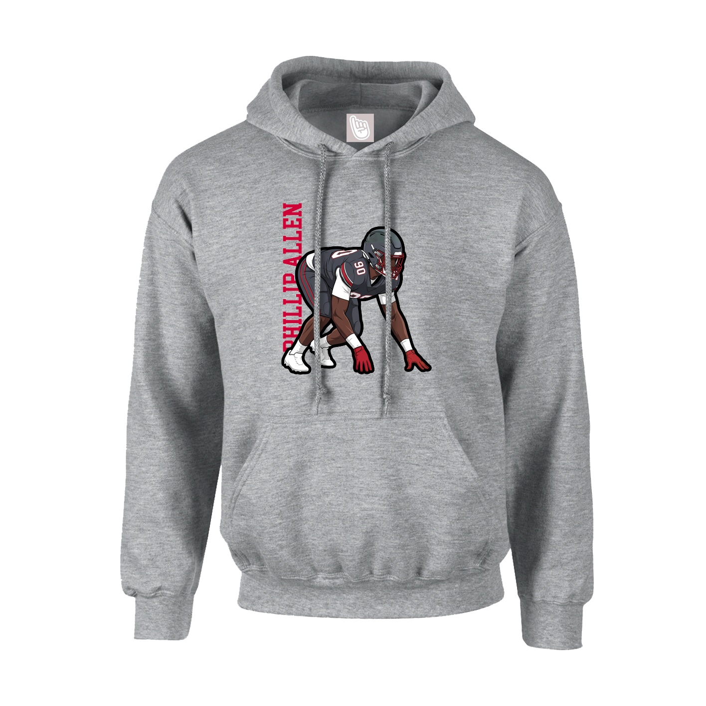 Youth Hoodie — Name Vertical in Grey