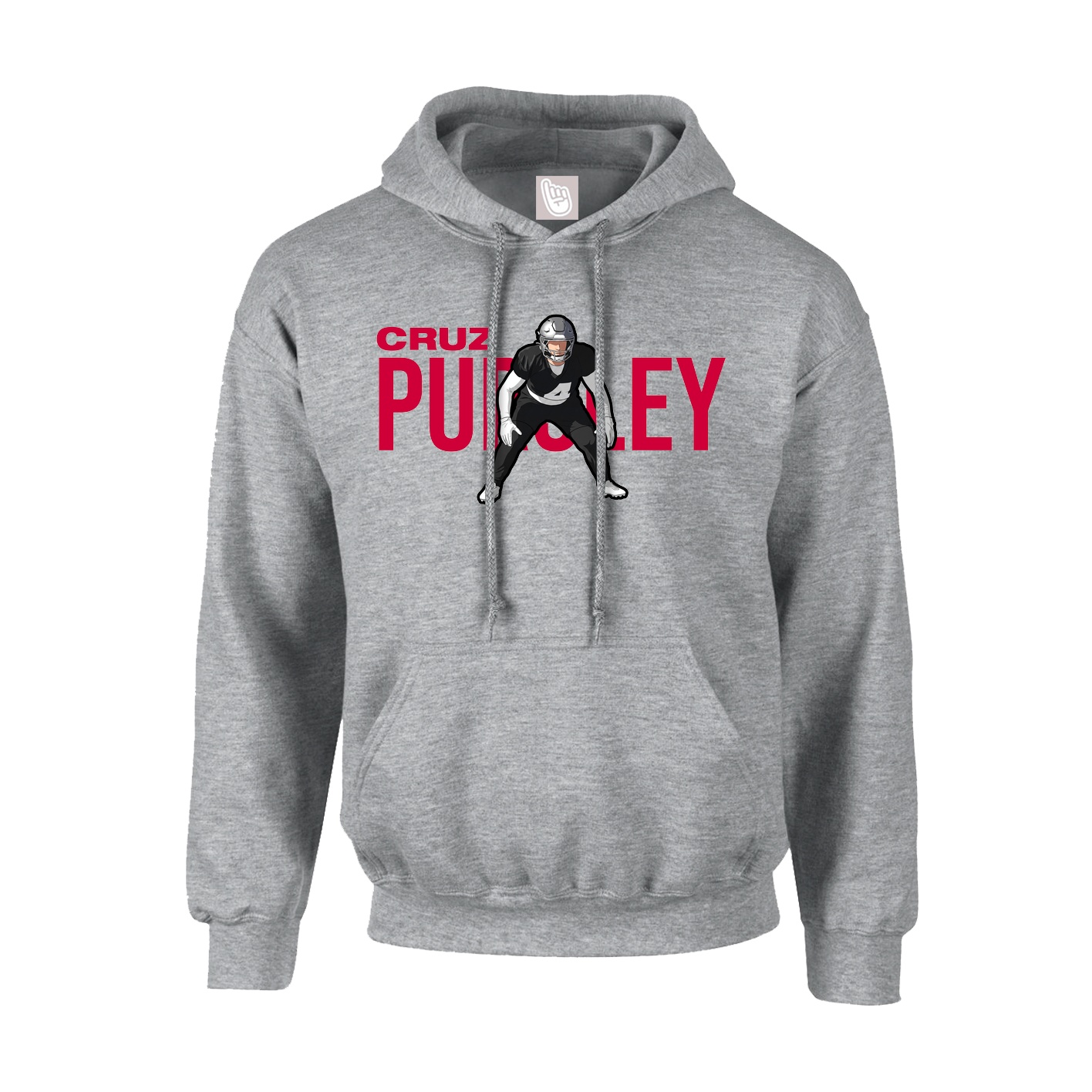 Youth Hoodie — Player Name in Grey