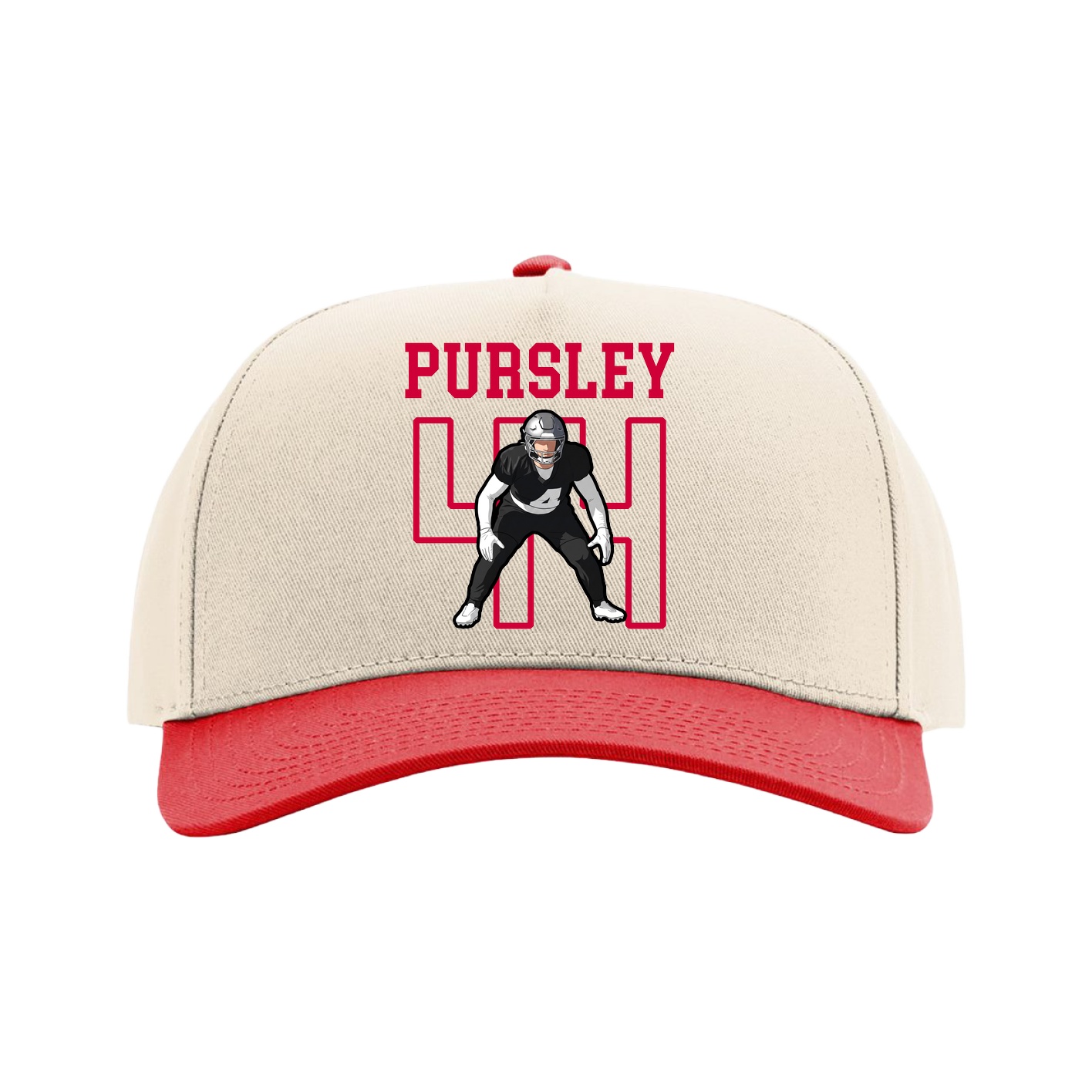 Full Fabric Five-Panel Champ Cap — Shirsey in Cream/Red
