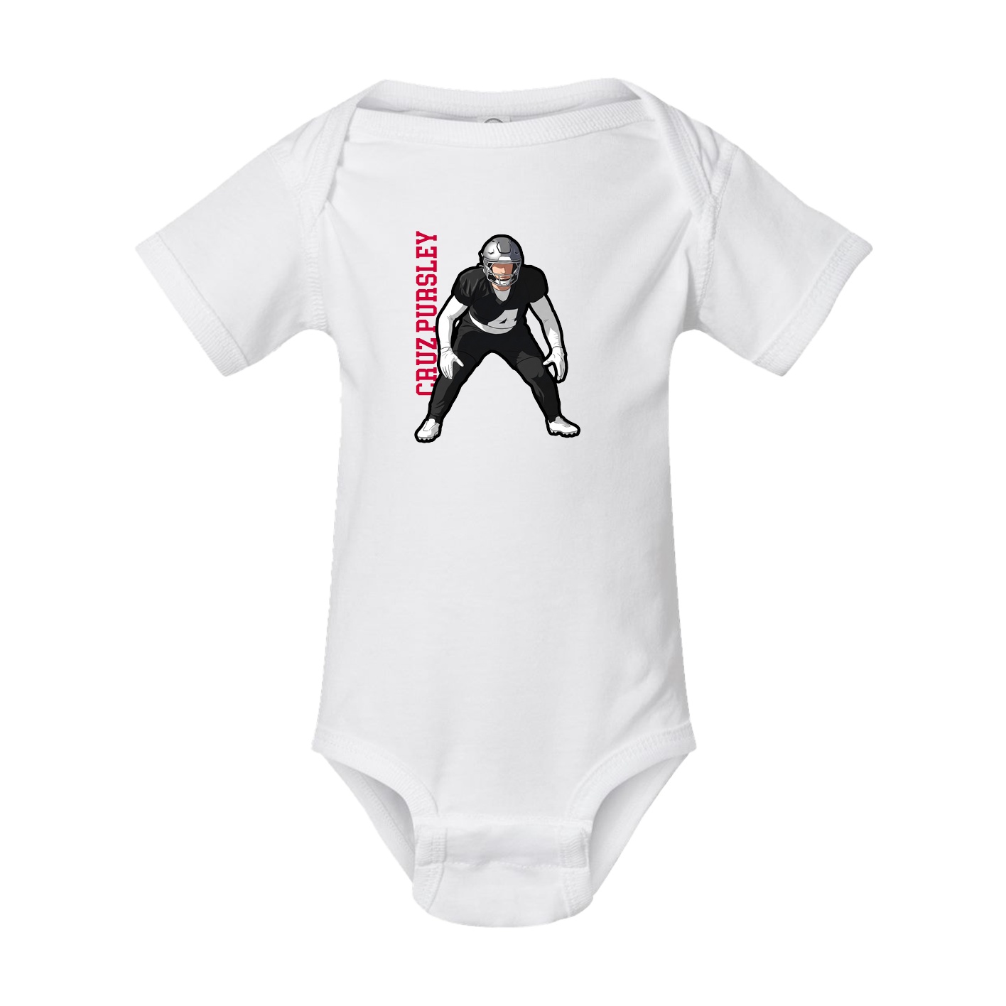 Baby Onesie — Name Vertical in White