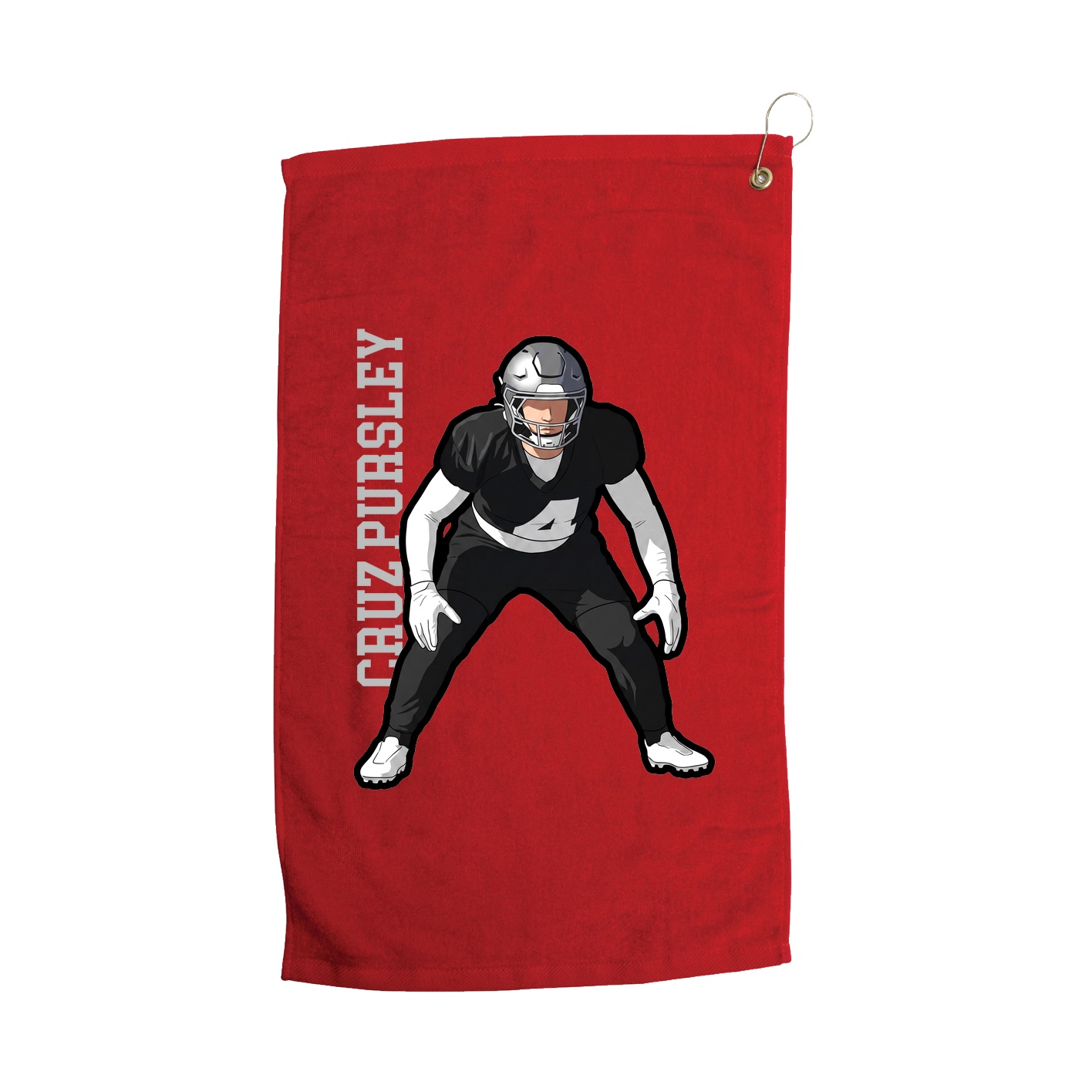 Golf Towel — Name Vertical in Red