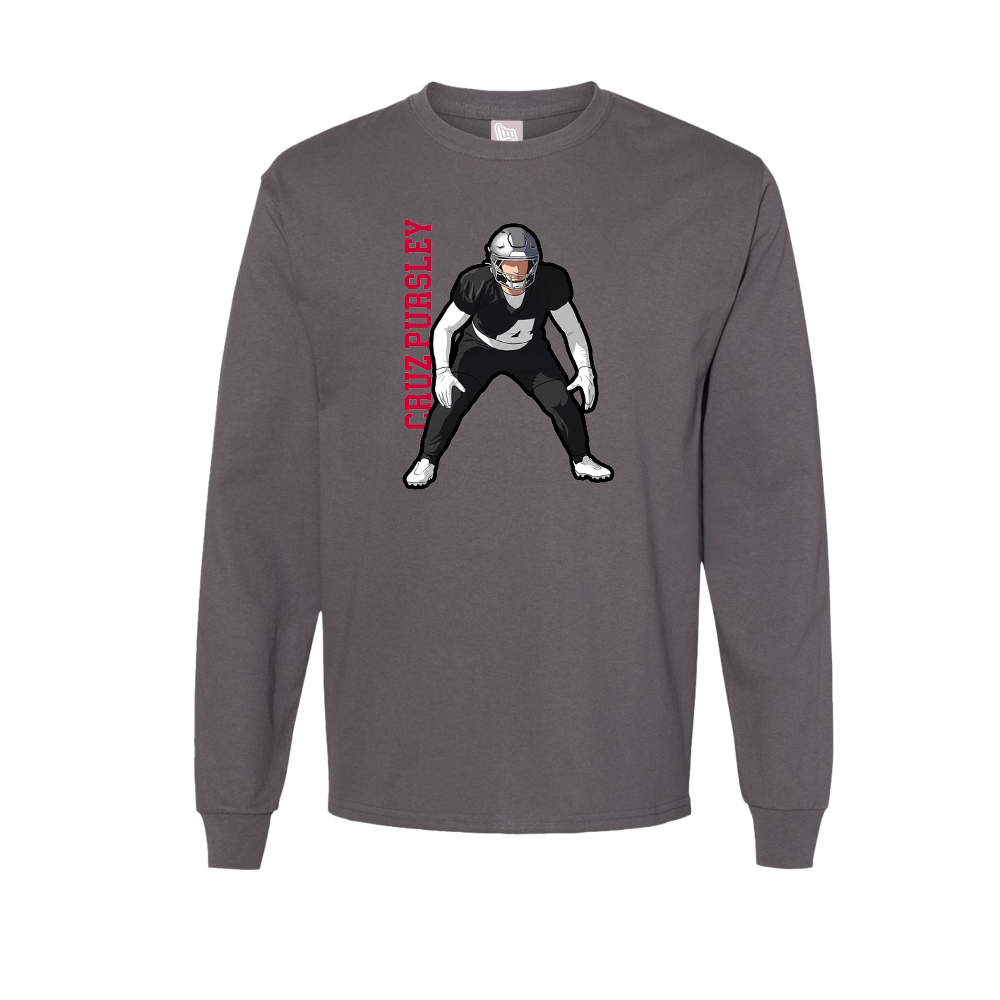 Long Sleeve Tee — Name Vertical in Grey