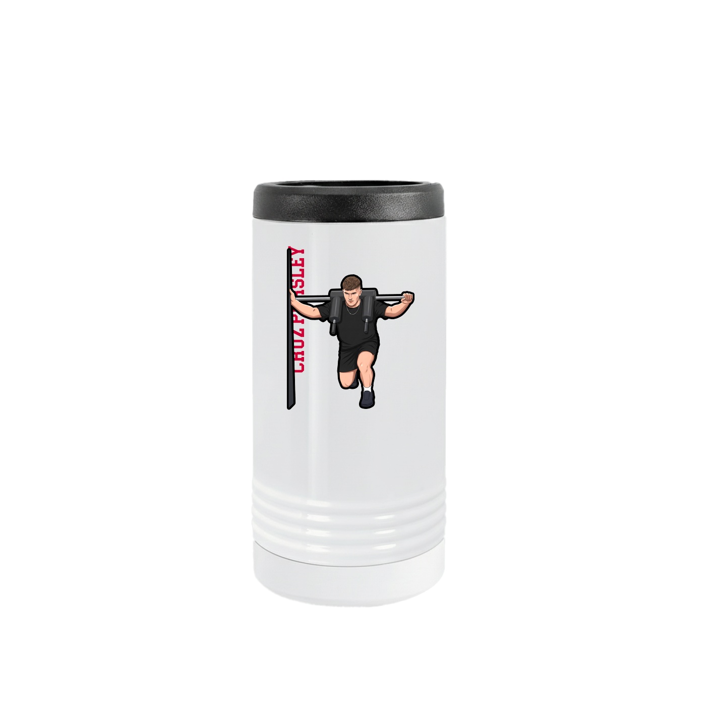 Slim Beverage Holder — Name Vertical in White