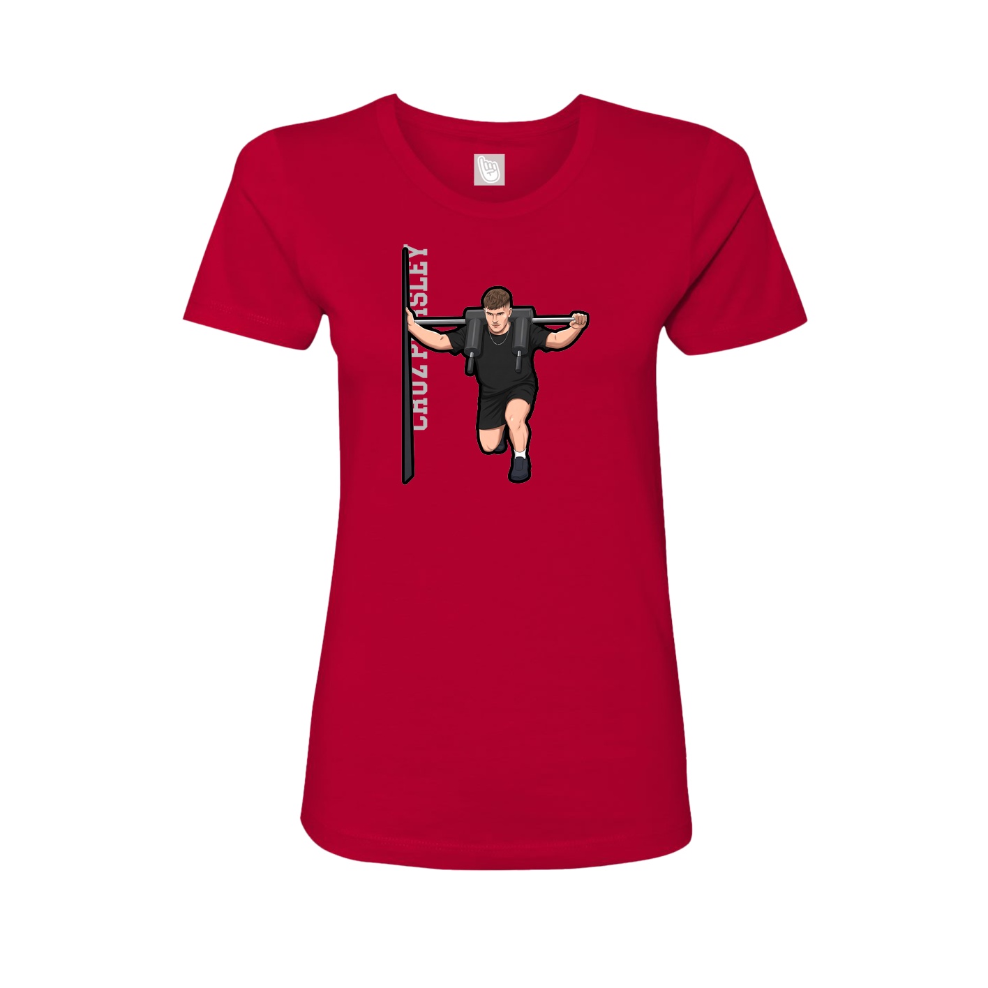 Fitted Women's Tee — Name Vertical in Red