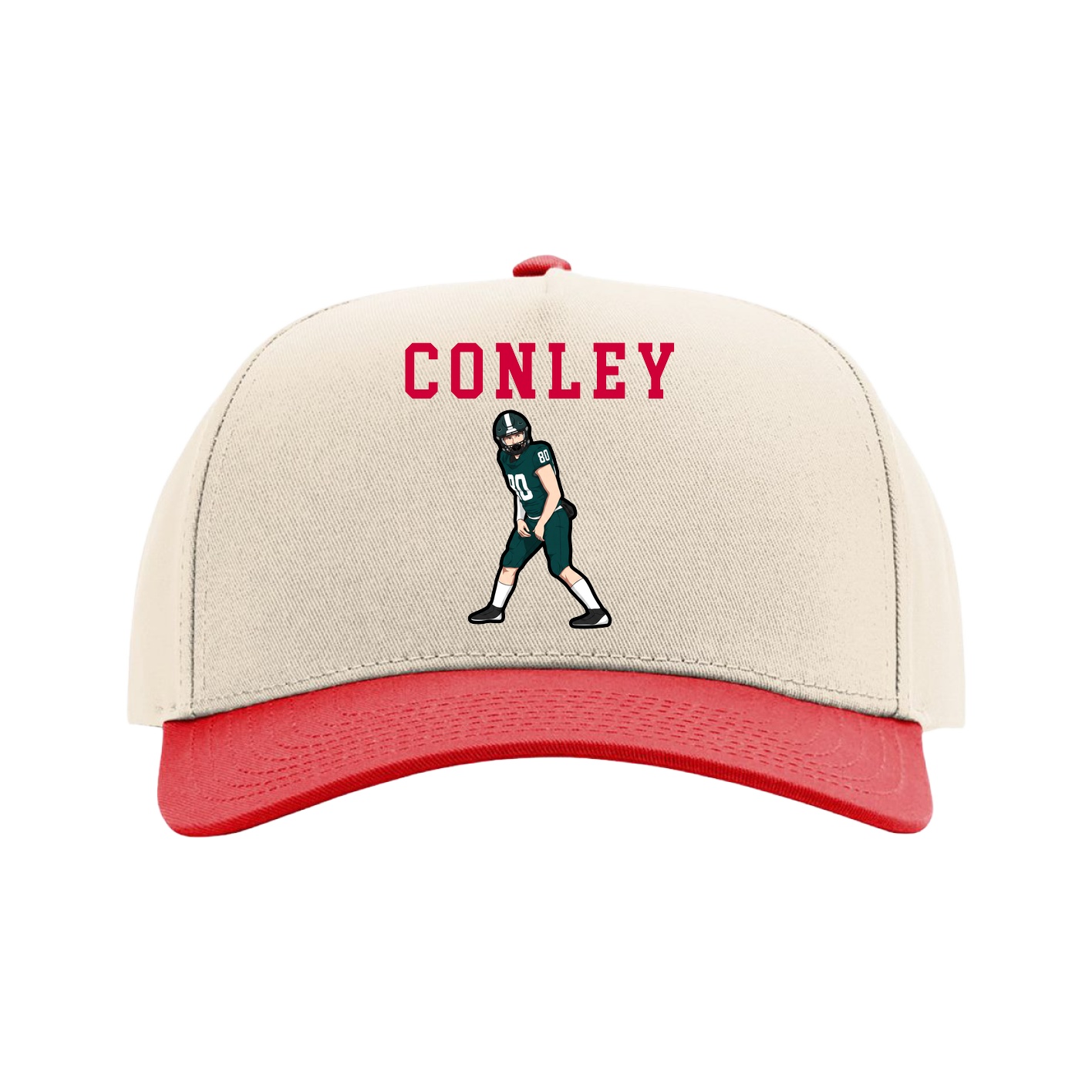 Full Fabric Five-Panel Champ Cap — Shirsey in Cream/Red