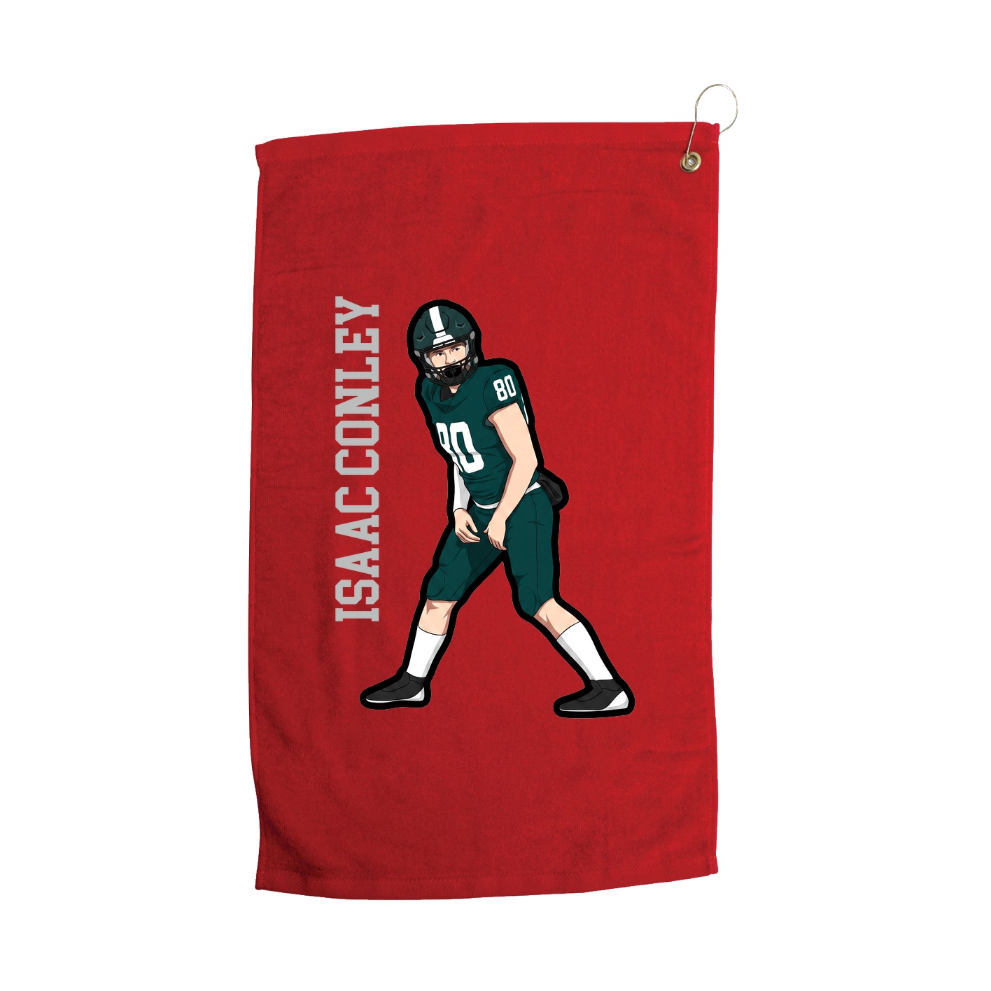 Golf Towel — Name Vertical in Red