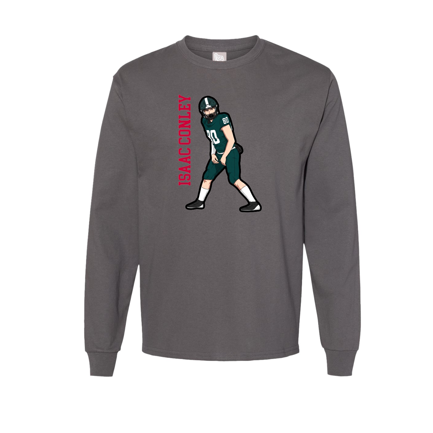 Long Sleeve Tee — Name Vertical in Grey