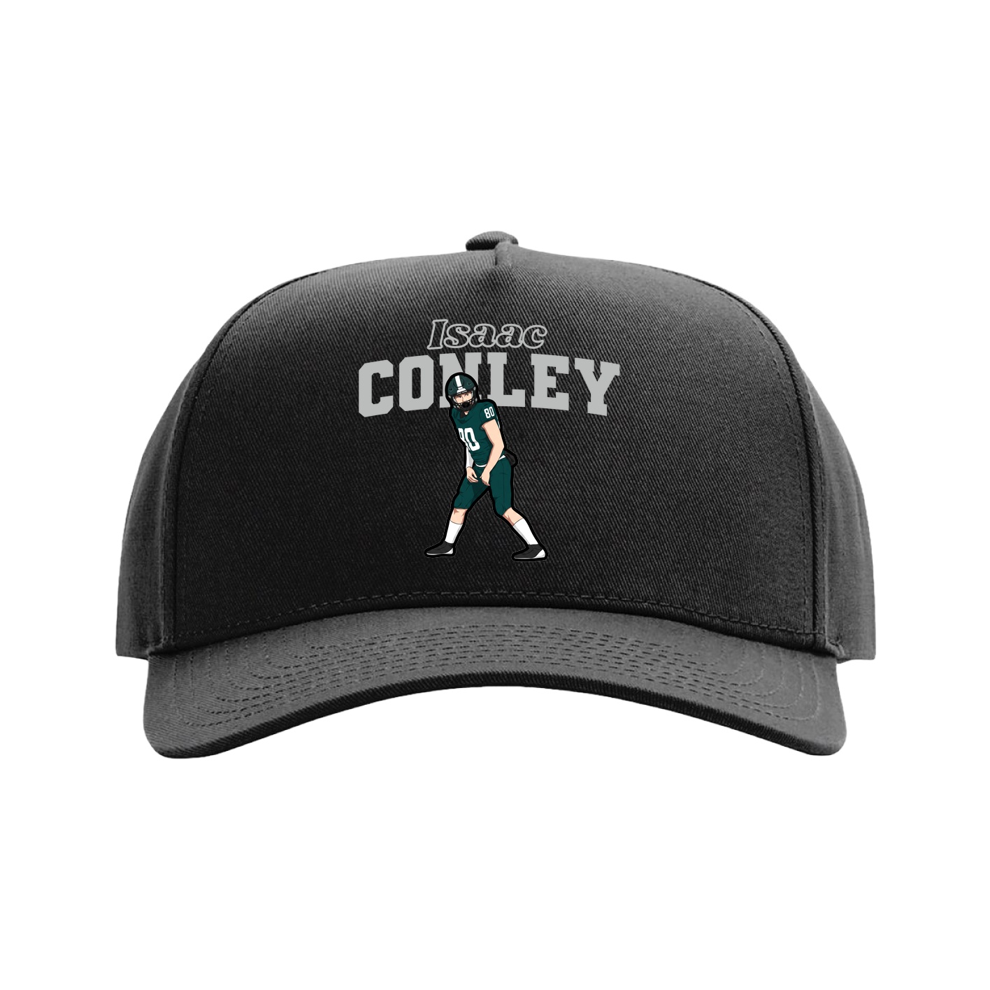 Full Fabric Five-Panel Champ Cap — Name Arch in Black