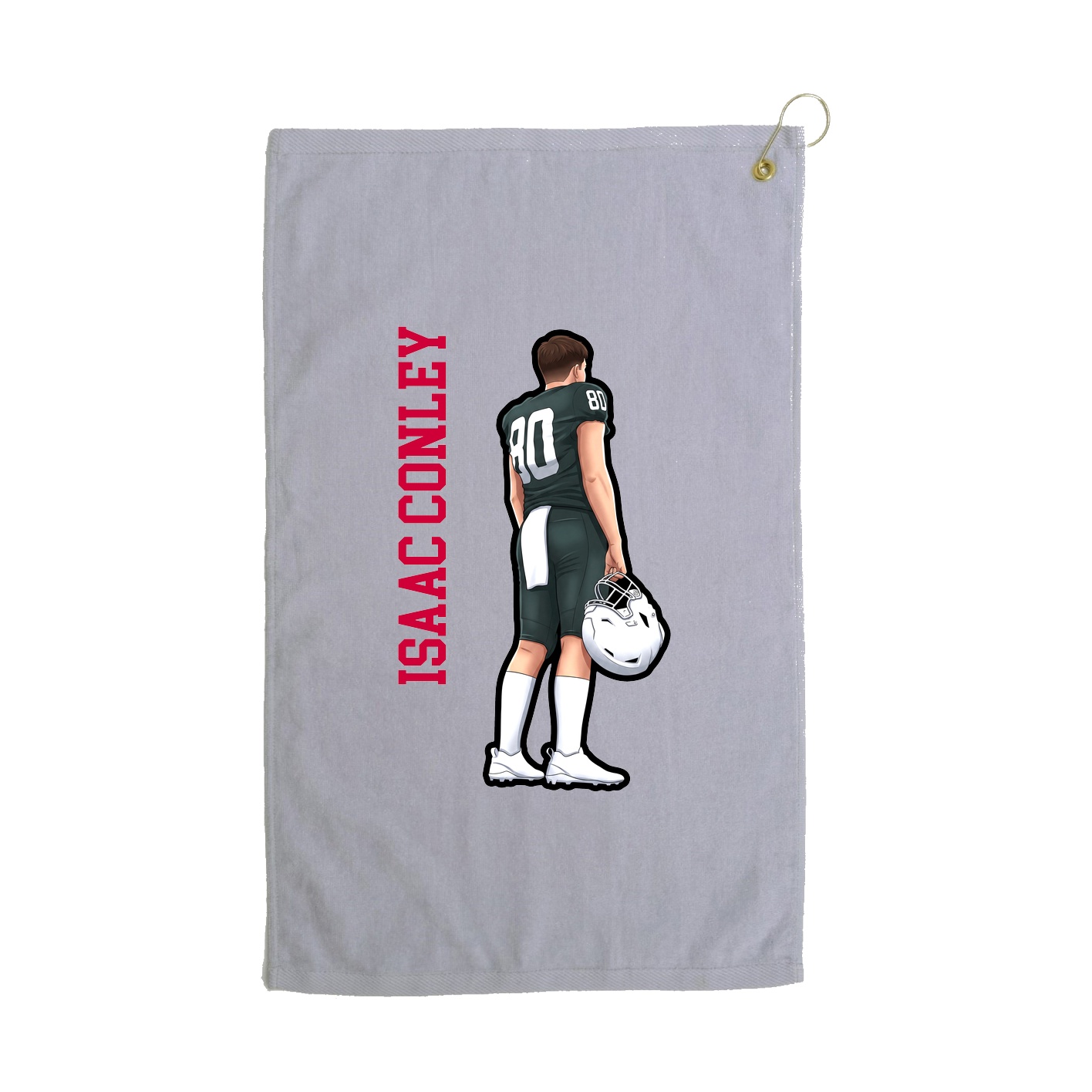Golf Towel — Name Vertical in Grey