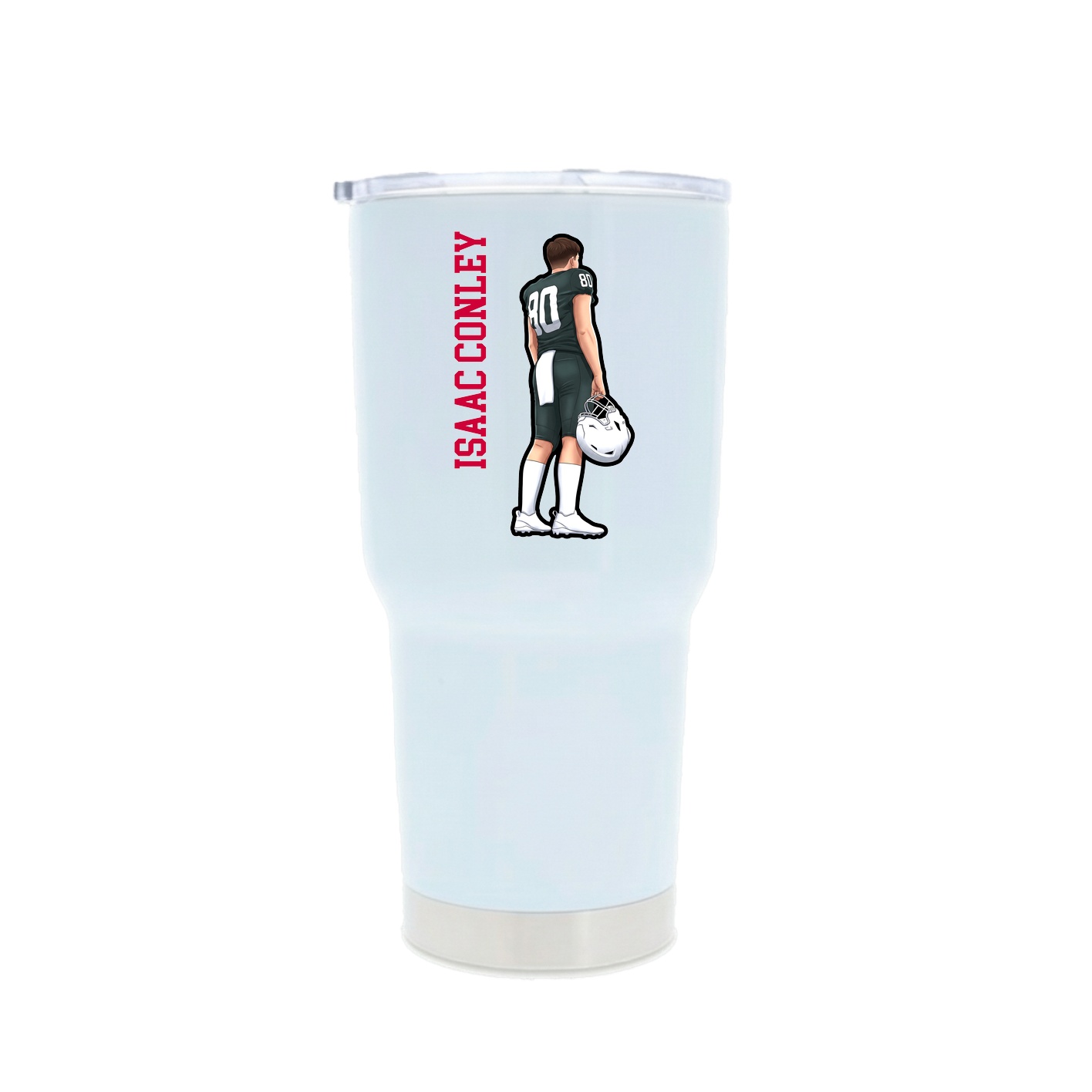 30oz Stainless Steel Tumbler — Name Vertical in White