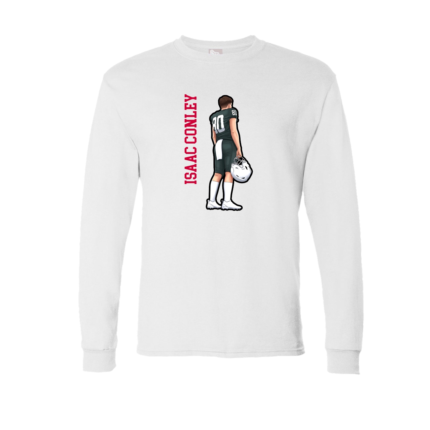 Long Sleeve Tee — Name Vertical in White