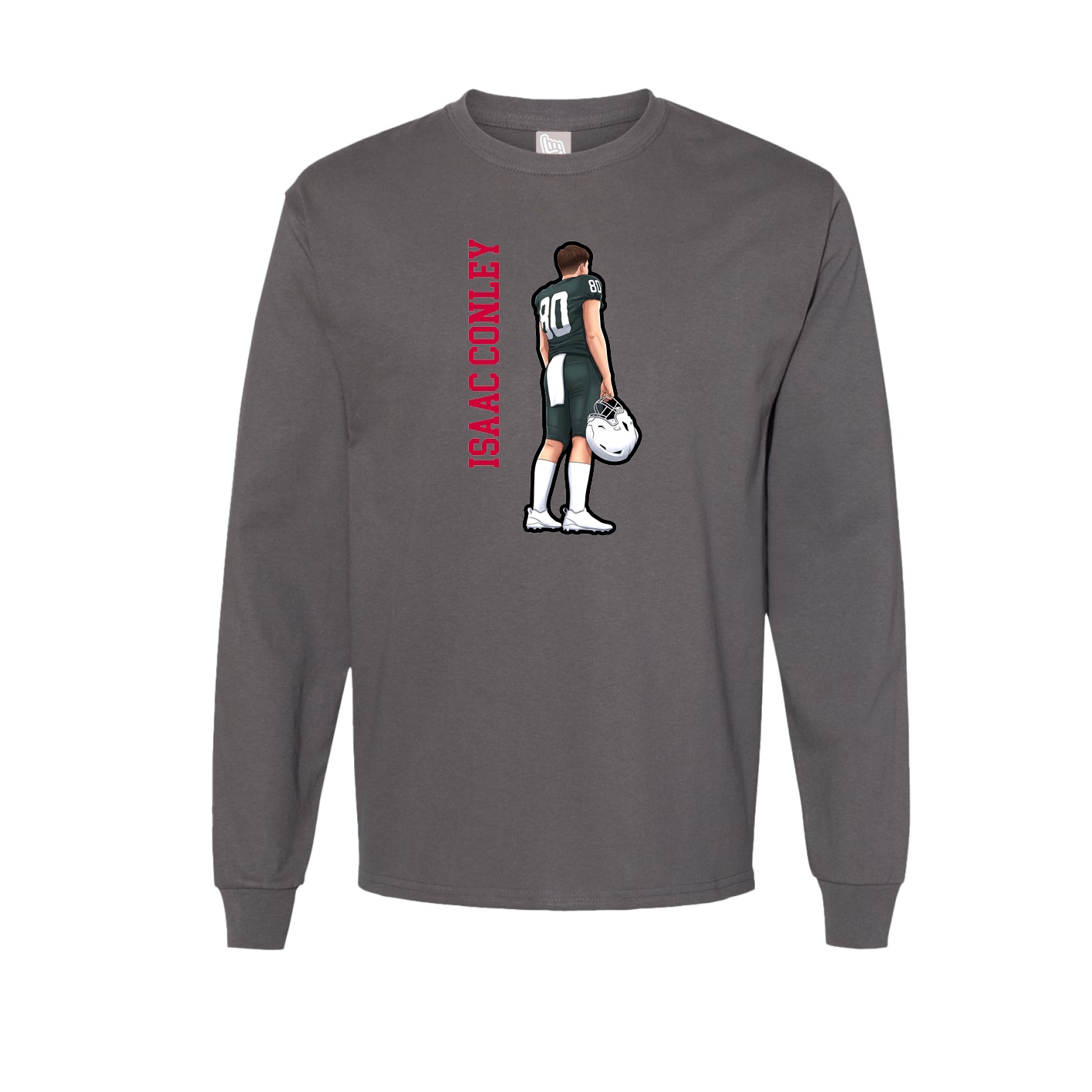 Long Sleeve Tee — Name Vertical in Grey