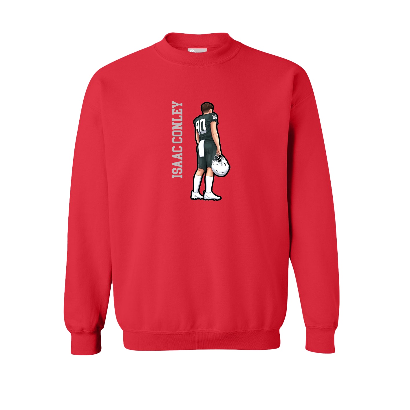 Fleece Crew — Name Vertical in Red