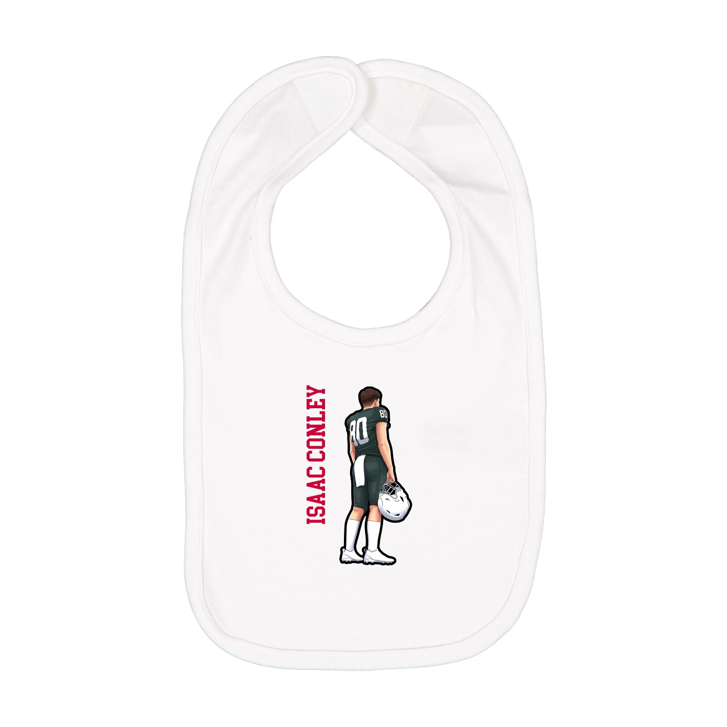 Infant Bib — Name Vertical in White