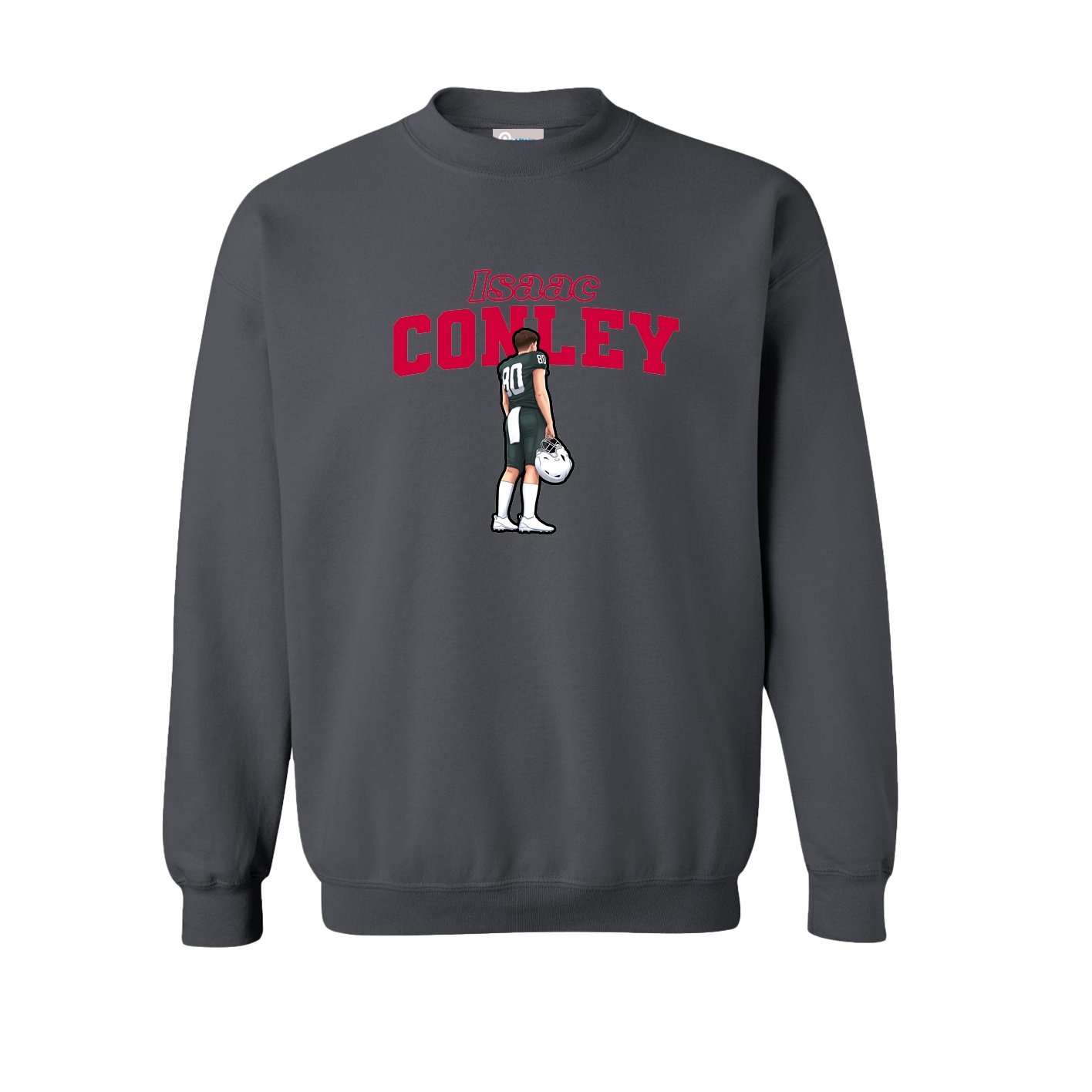 Fleece Crew — Name Arch in Grey