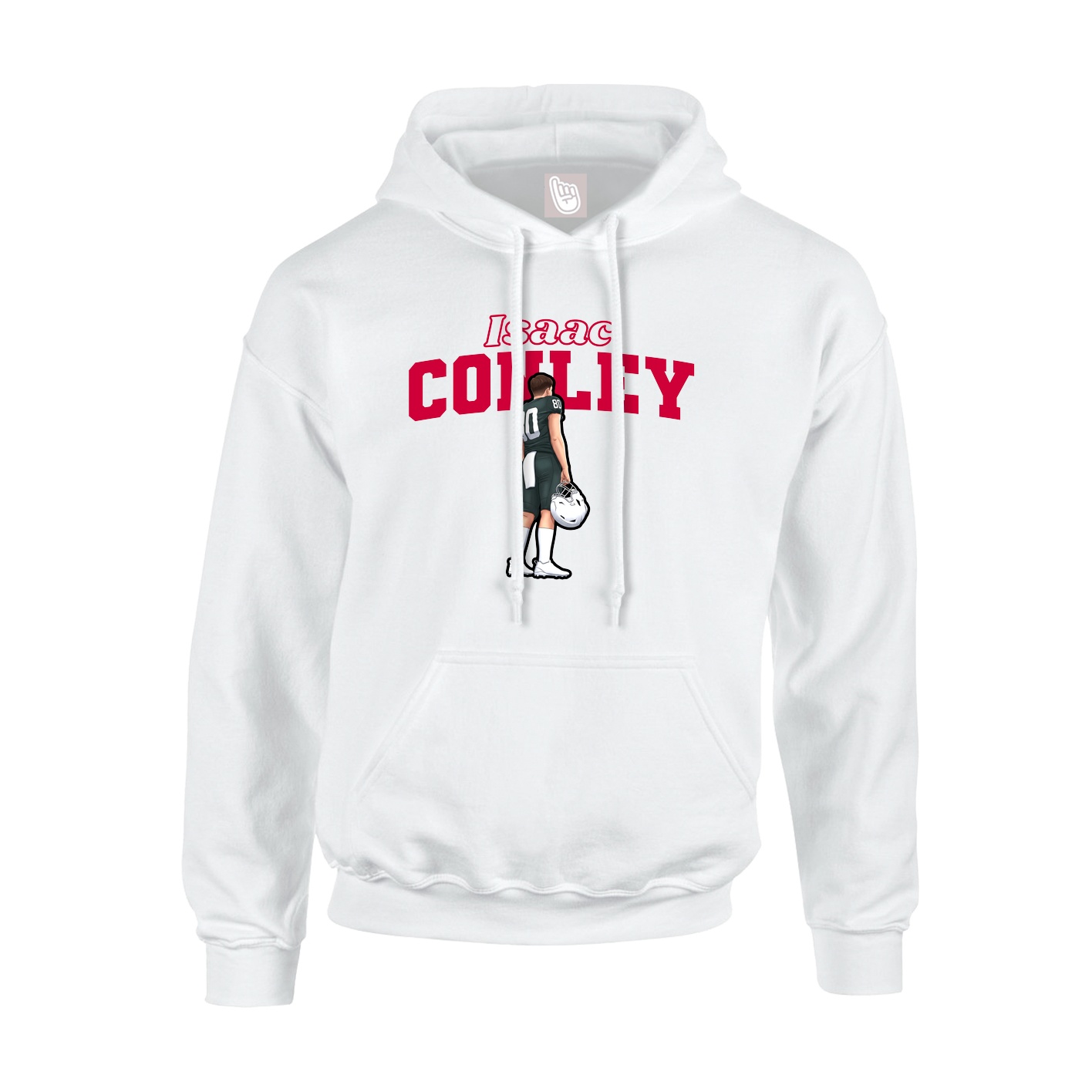 Youth Hoodie — Name Arch in White