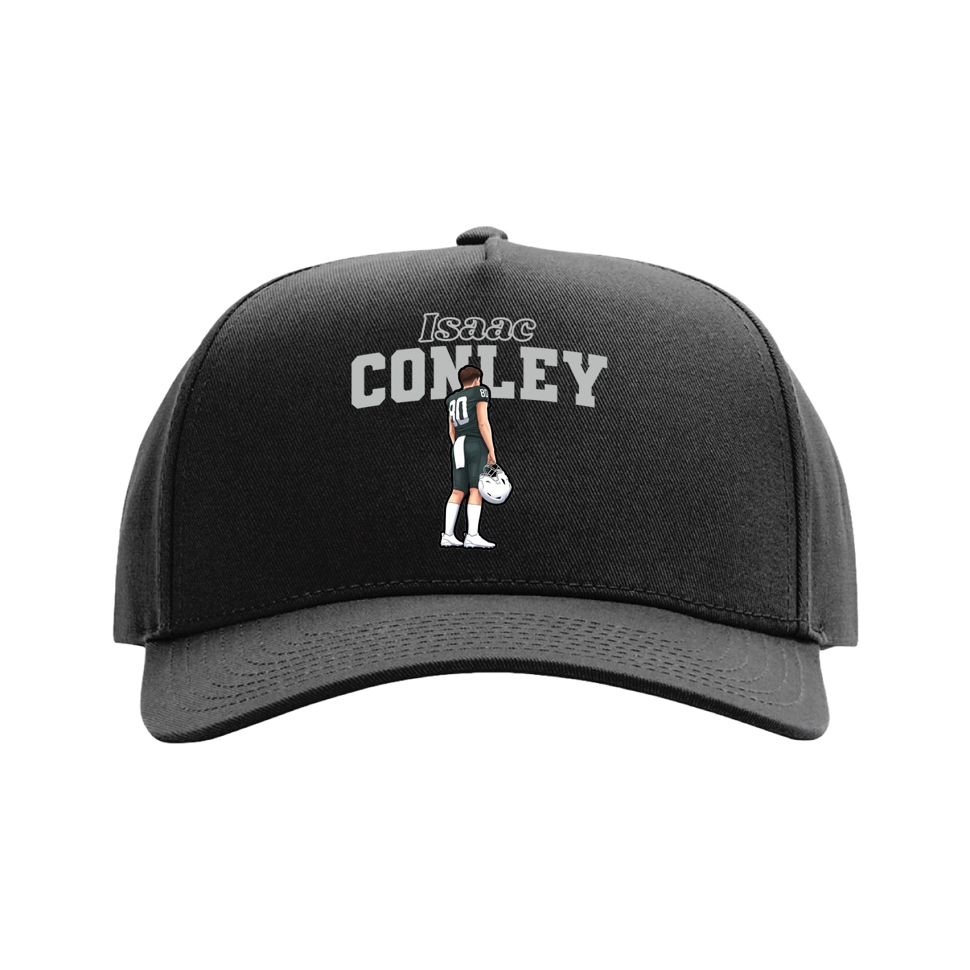 Full Fabric Five-Panel Champ Cap — Name Arch in Black