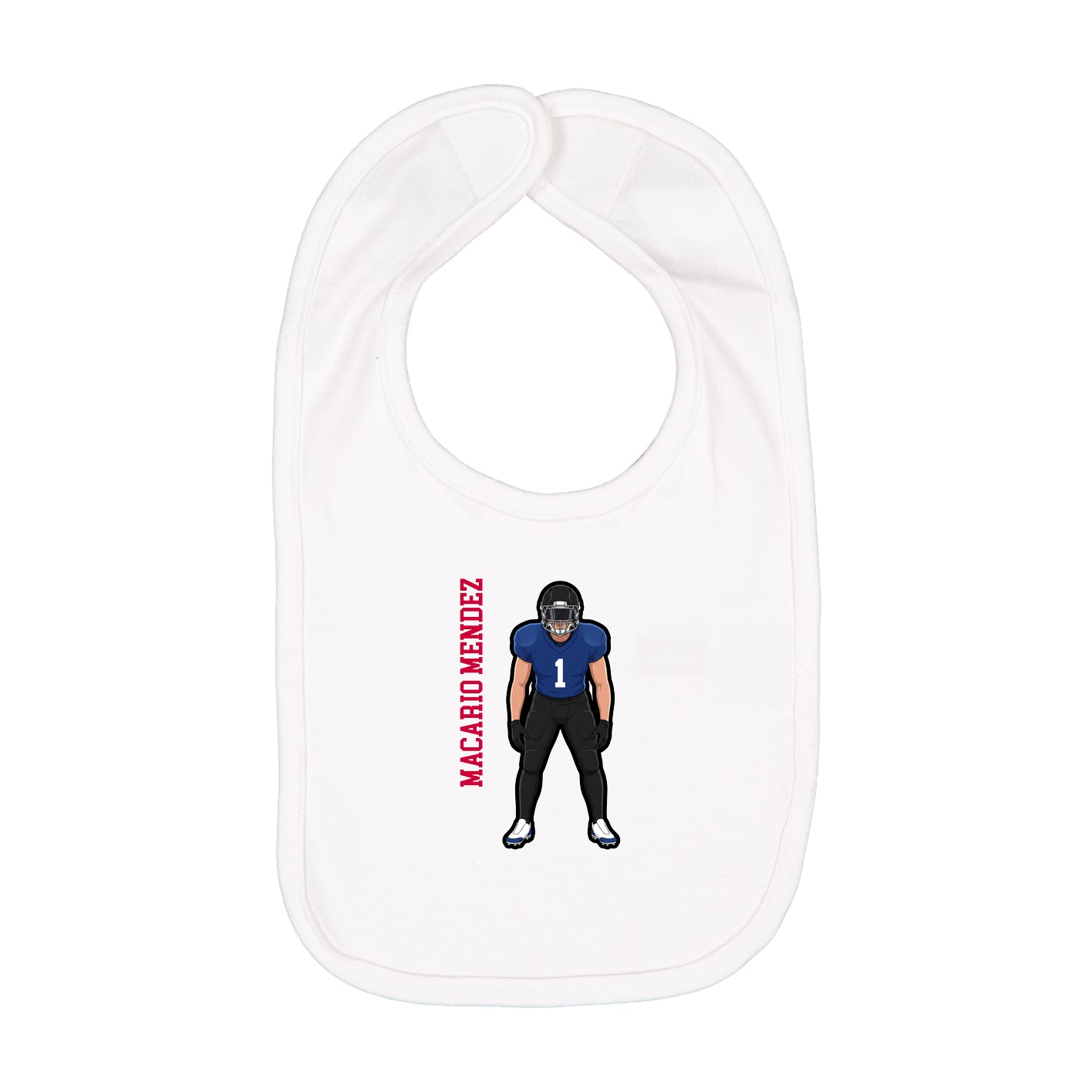 Infant Bib — Name Vertical in White