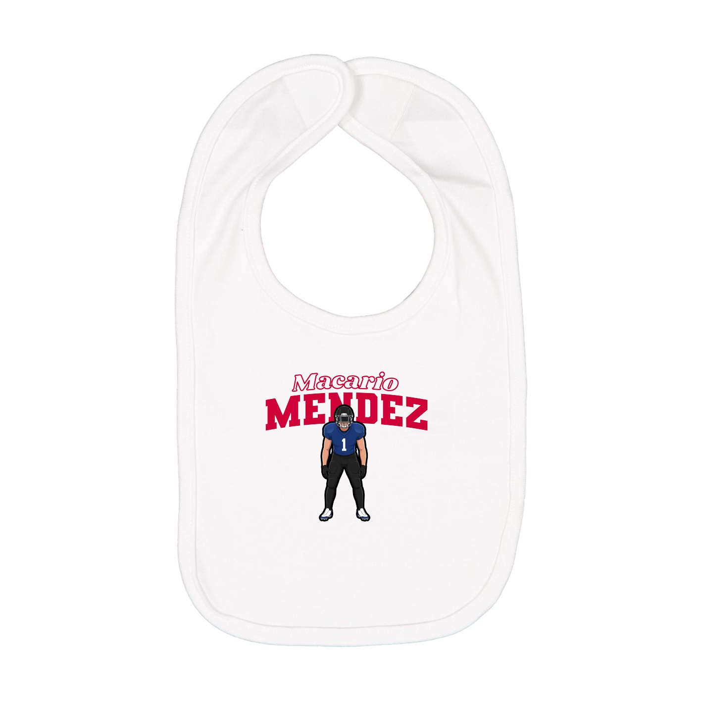 Infant Bib — Name Arch in White