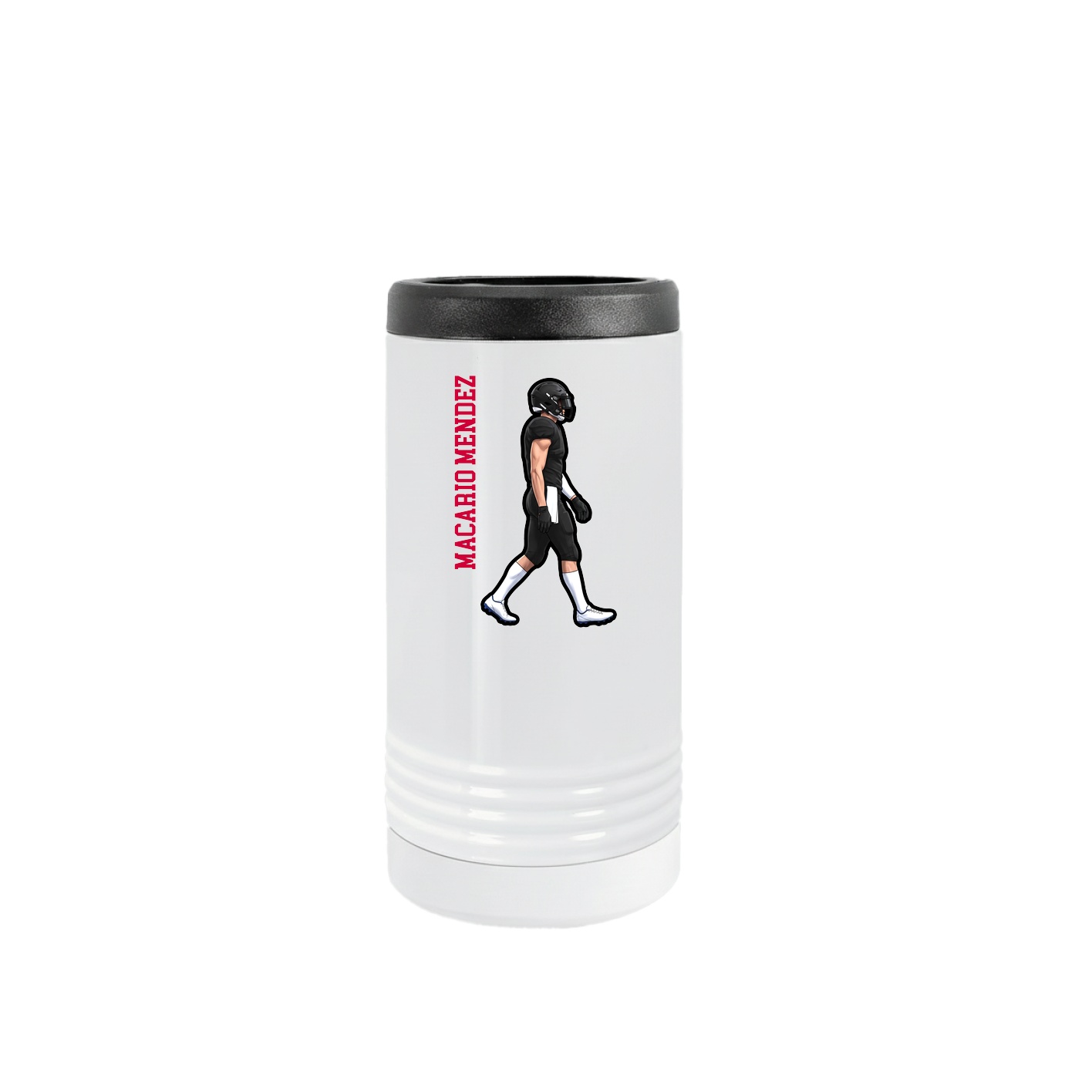 Slim Beverage Holder — Name Vertical in White