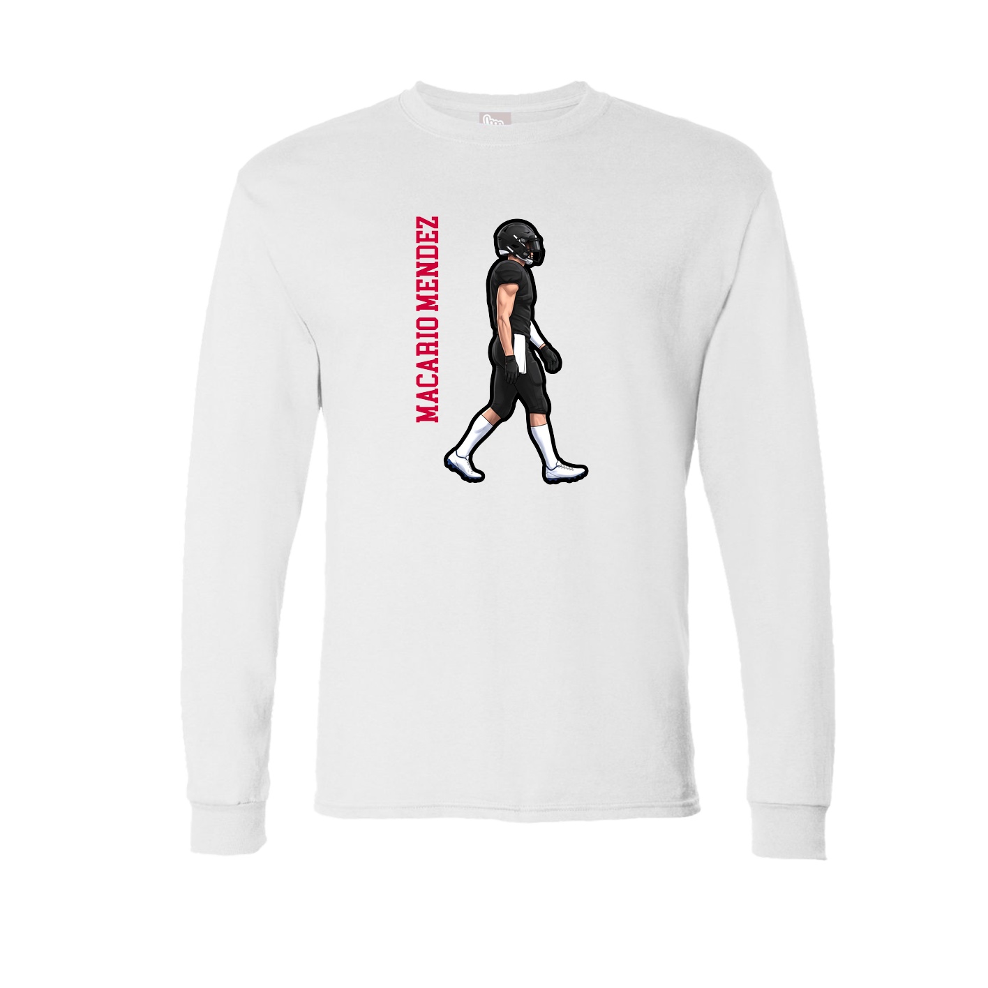 Long Sleeve Tee — Name Vertical in White