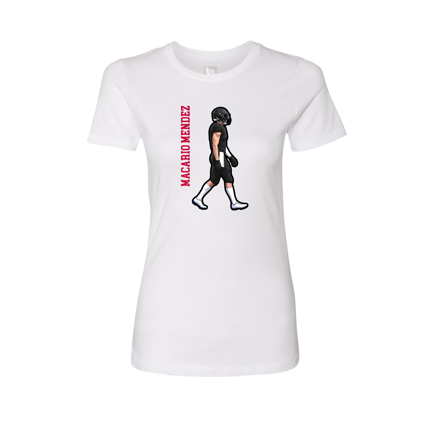 Womens Tee — Name Vertical in White