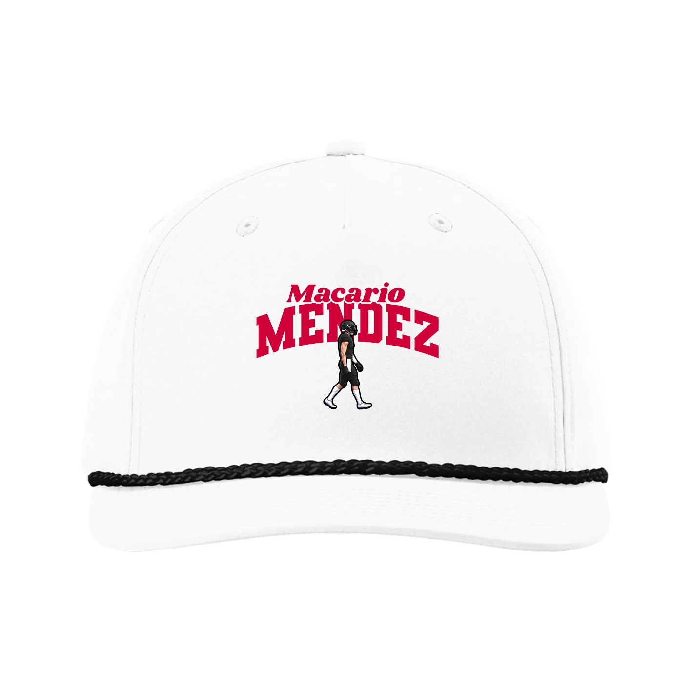 Five-Panel Classic Rope Cap — Signature Arch in White
