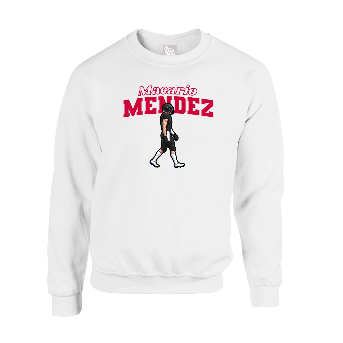 Fleece Crew — Name Arch in White