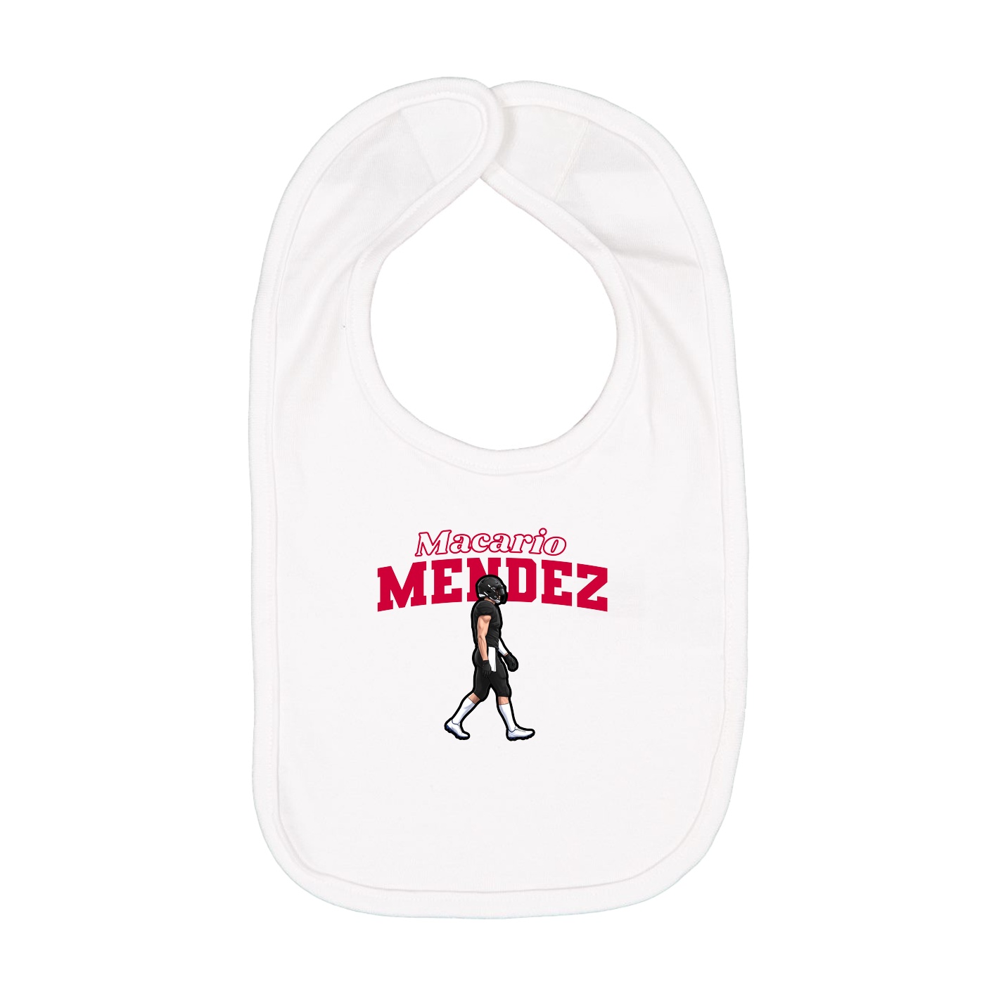 Infant Bib — Name Arch in White