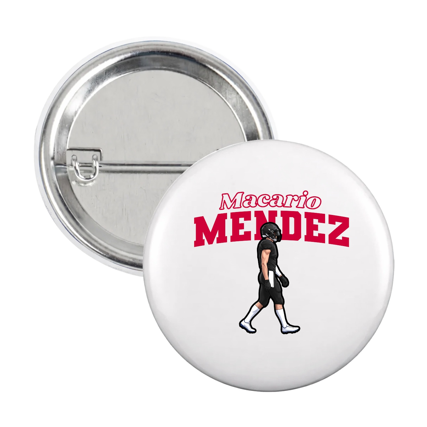 Game Day Button — Name Arch in White