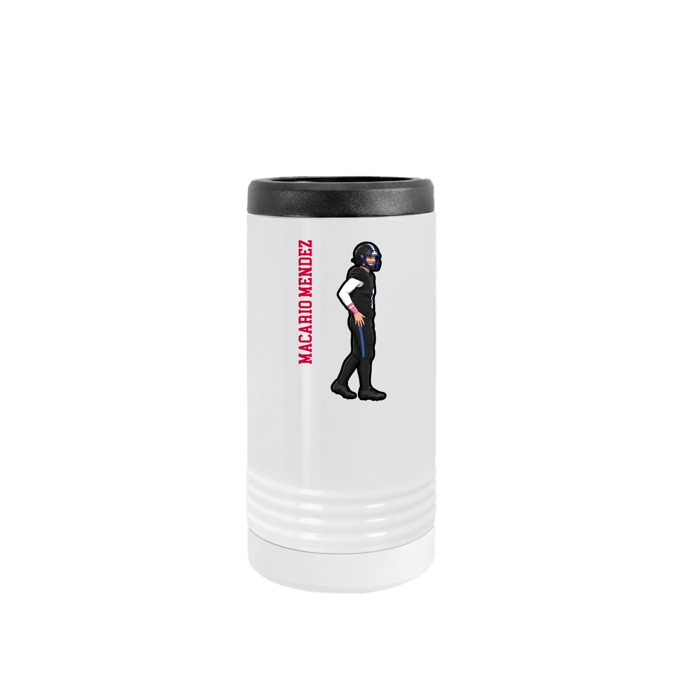 Slim Beverage Holder — Name Vertical in White